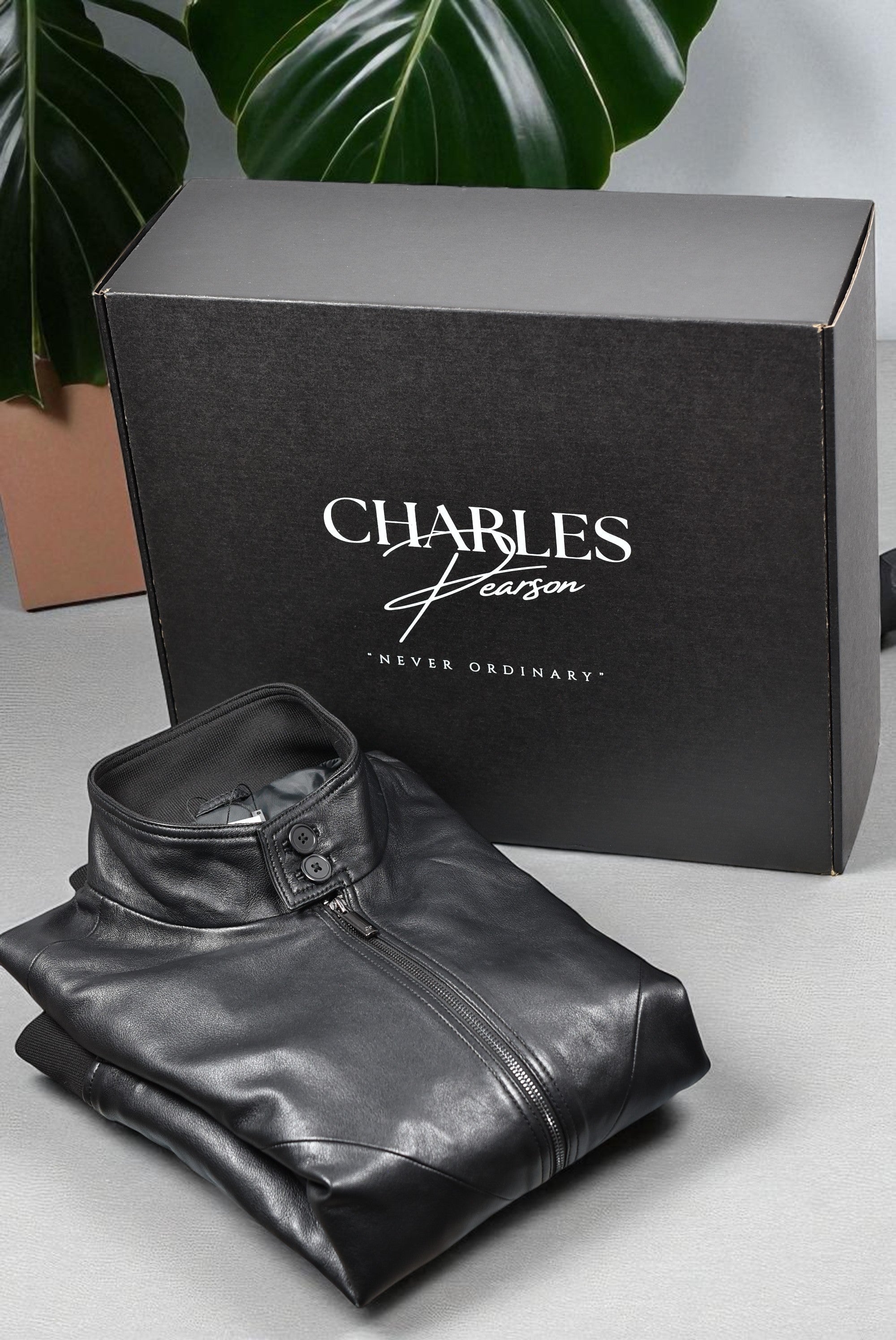 black bomber full-grain real leather jacket for men