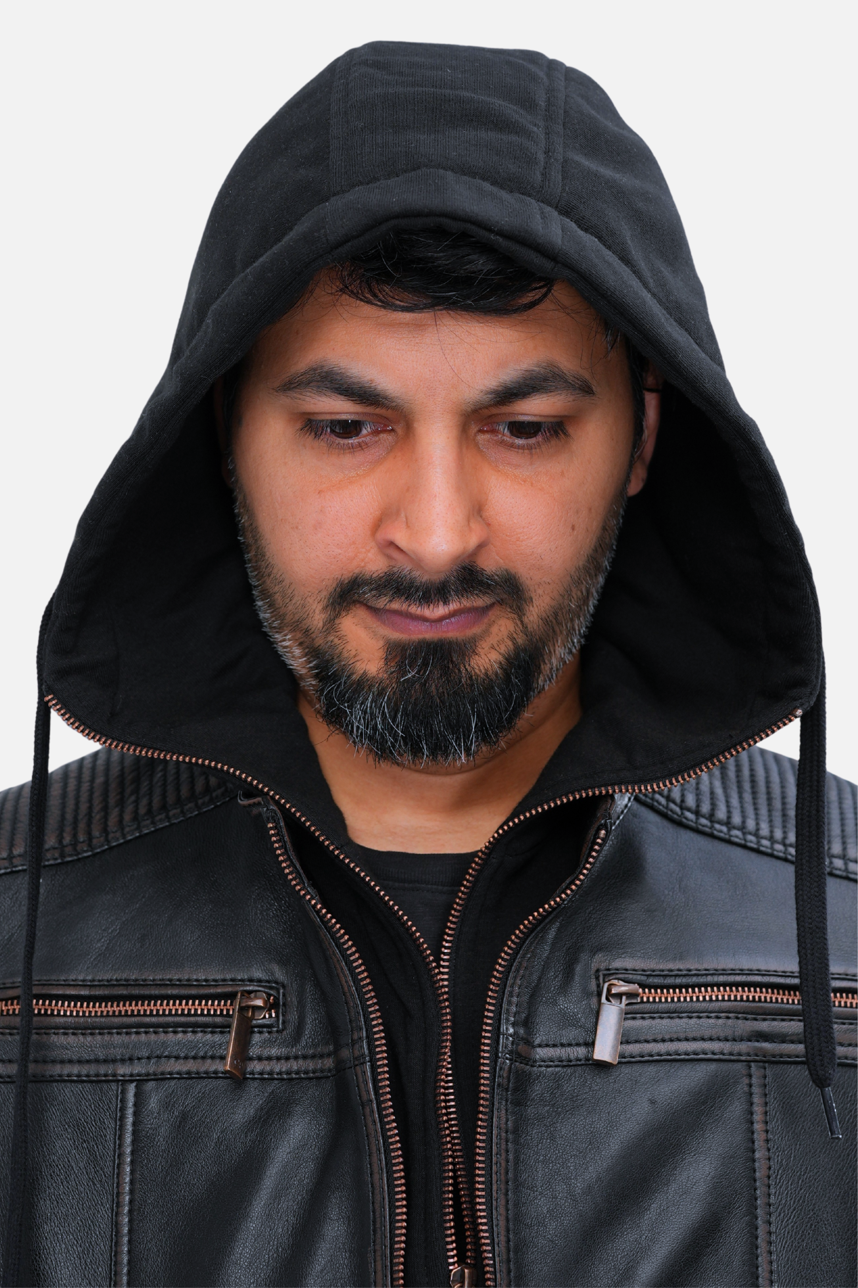 black distressed motorcycle jacket