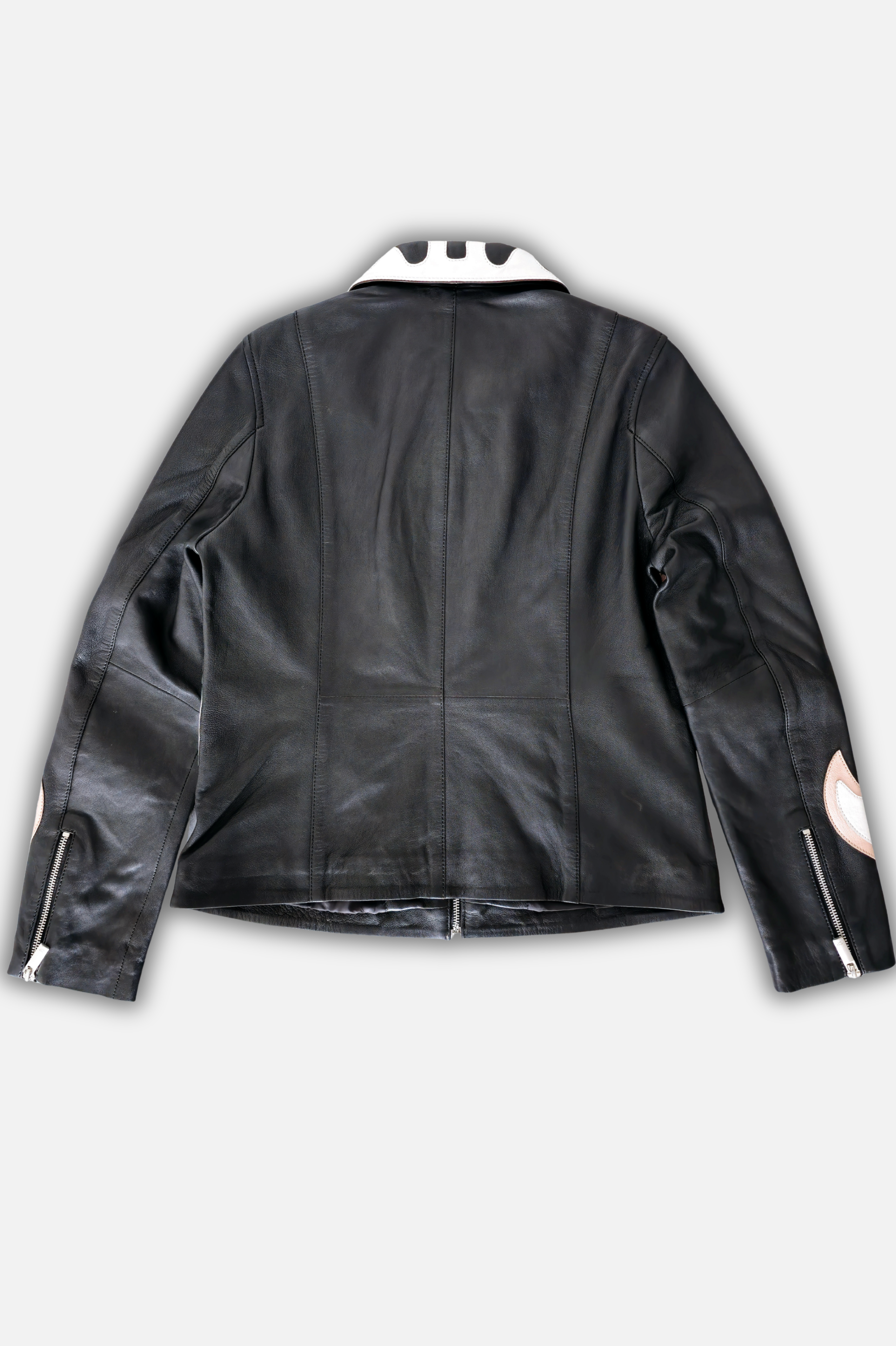black leather jacket flames