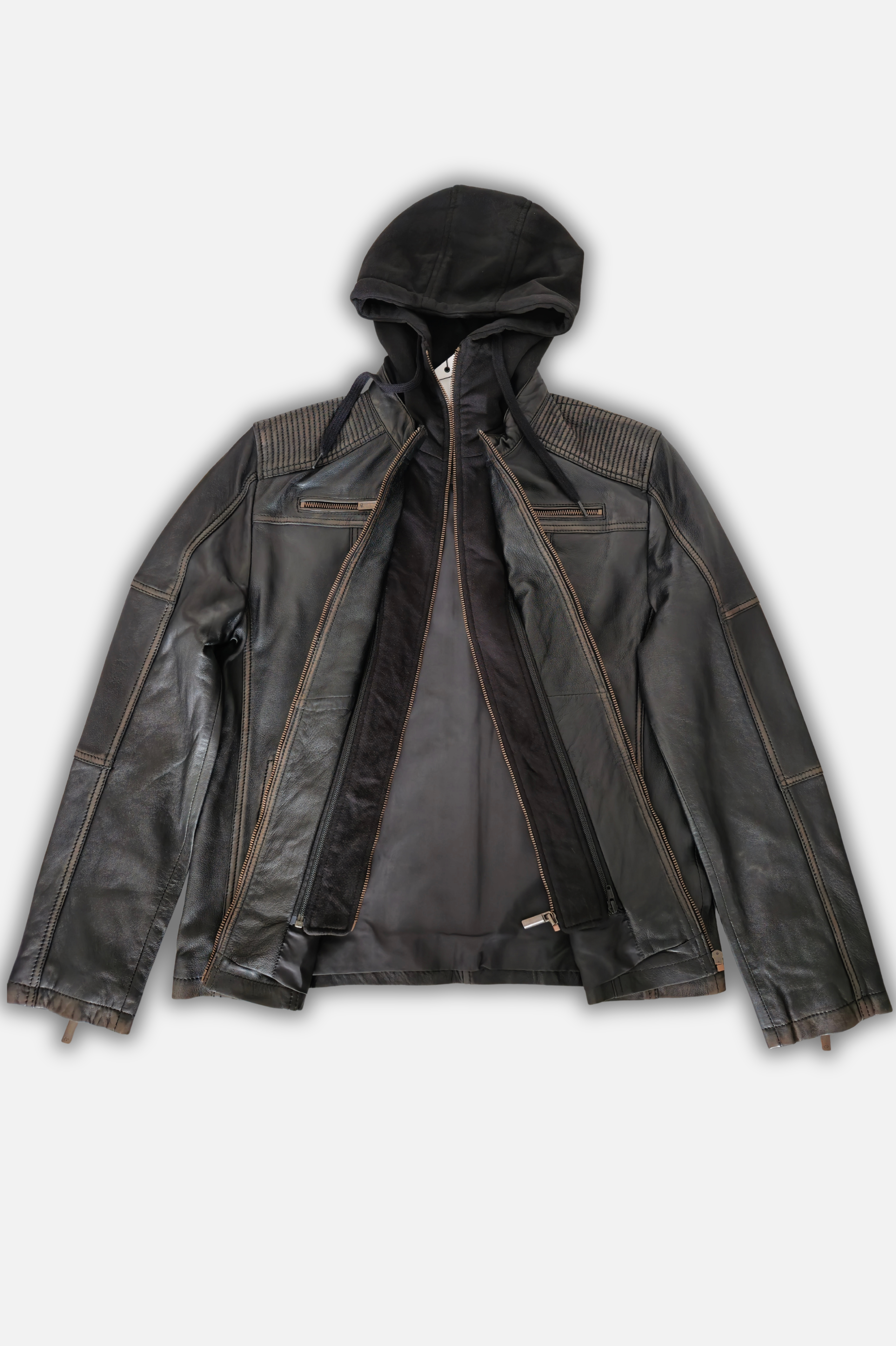 black leather jacket retro for men