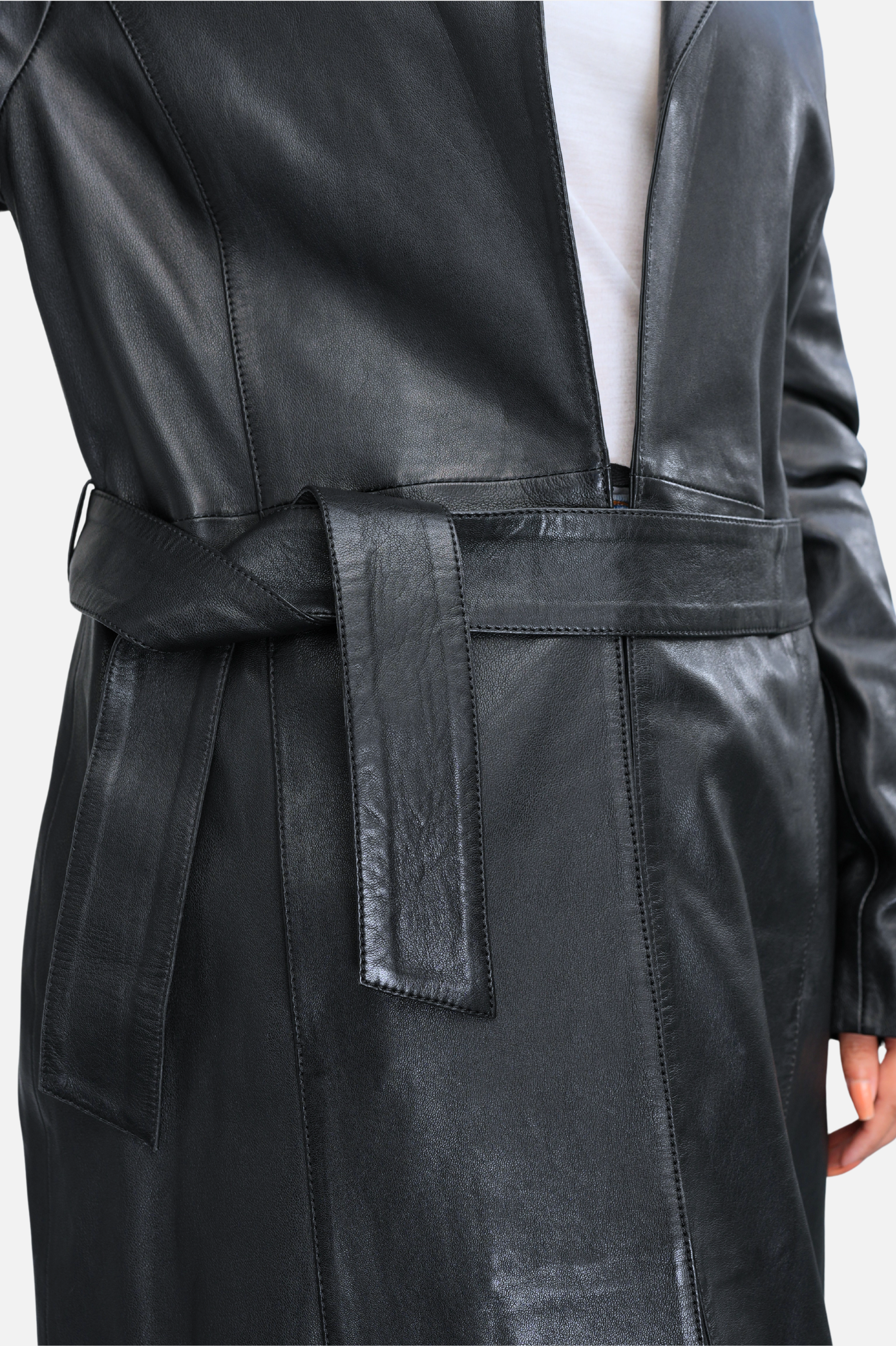 black leather ladies coat
