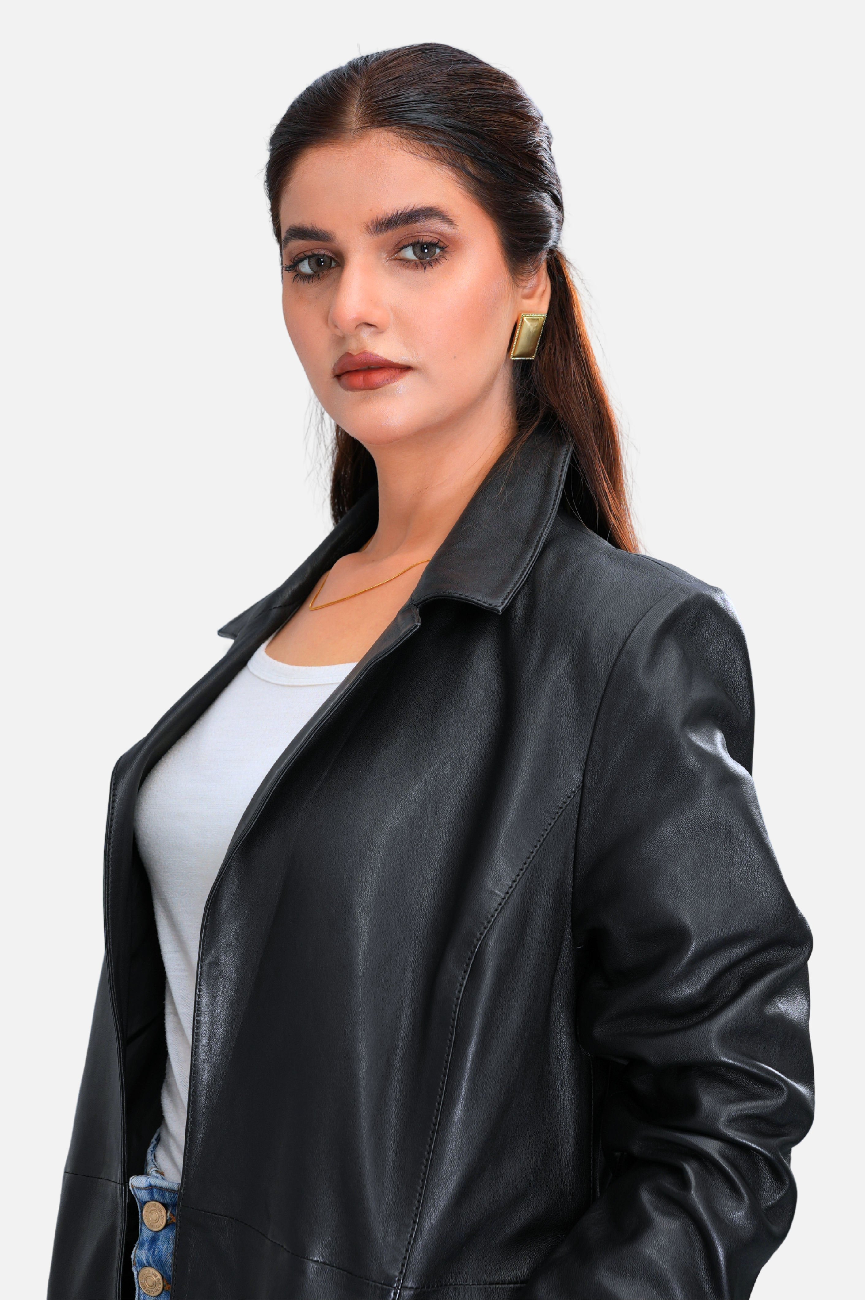 black leather trench coat women