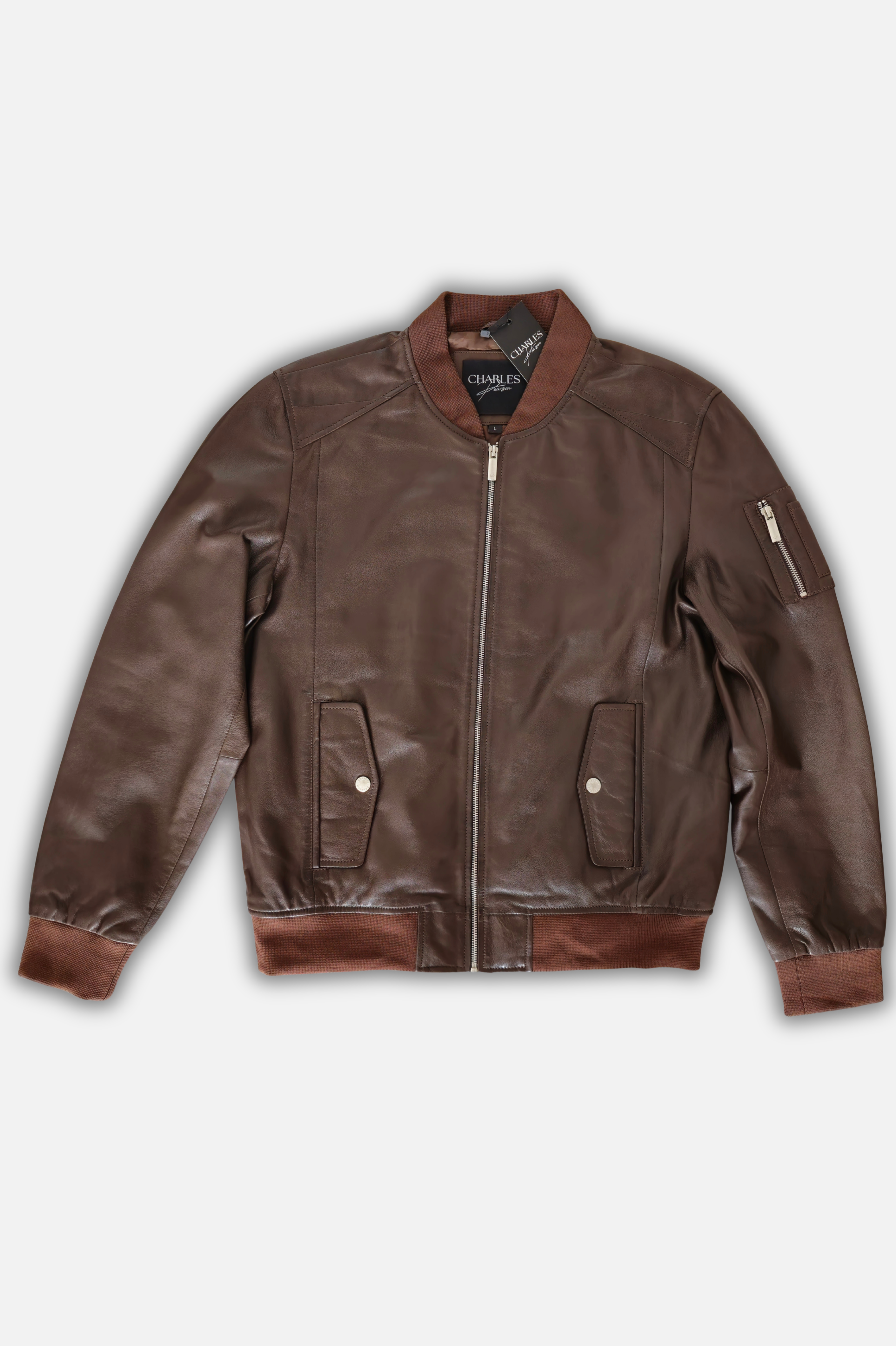 brown leather bomber jacket mens