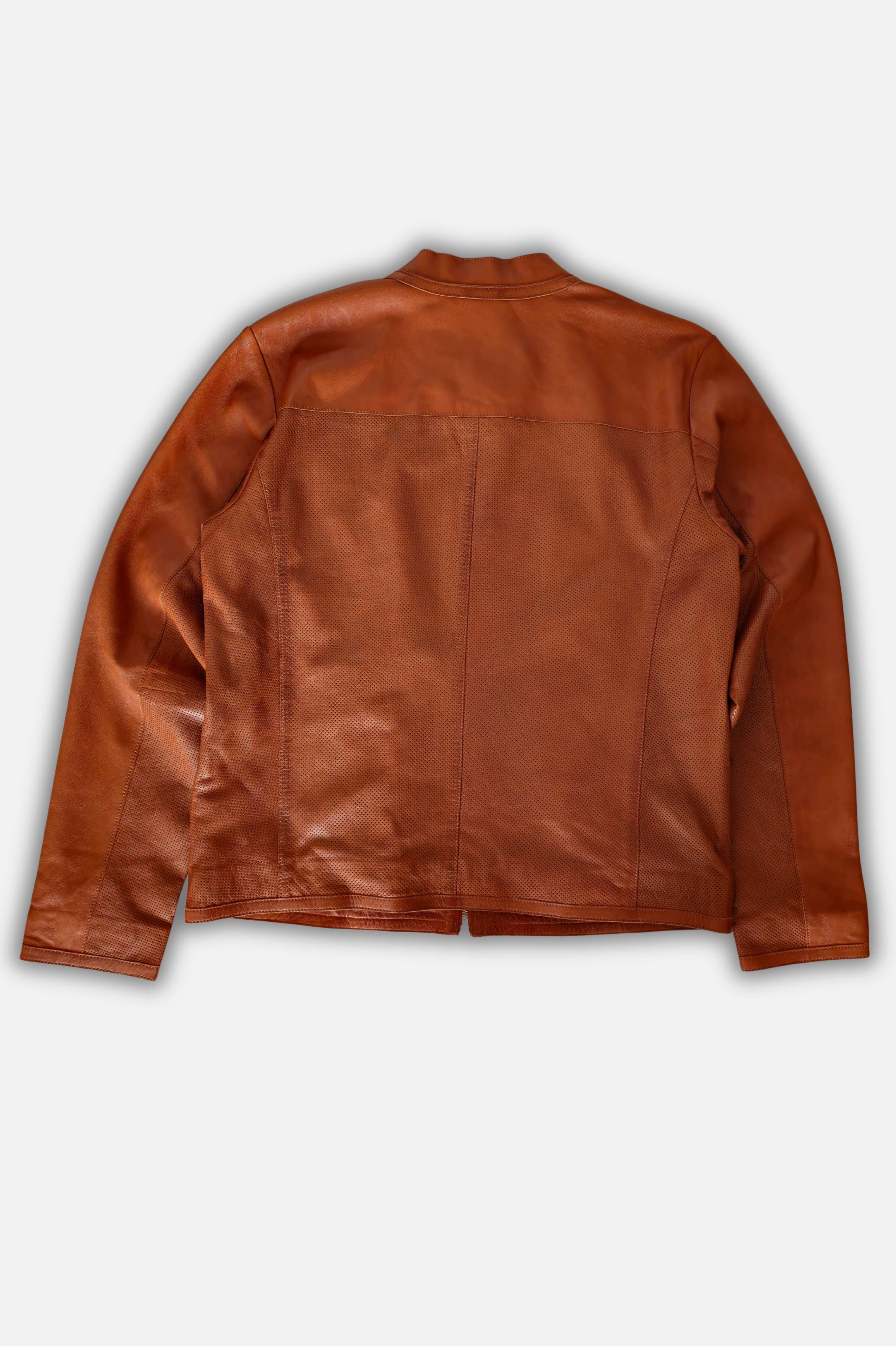 brown perfo moto leather jacket for men