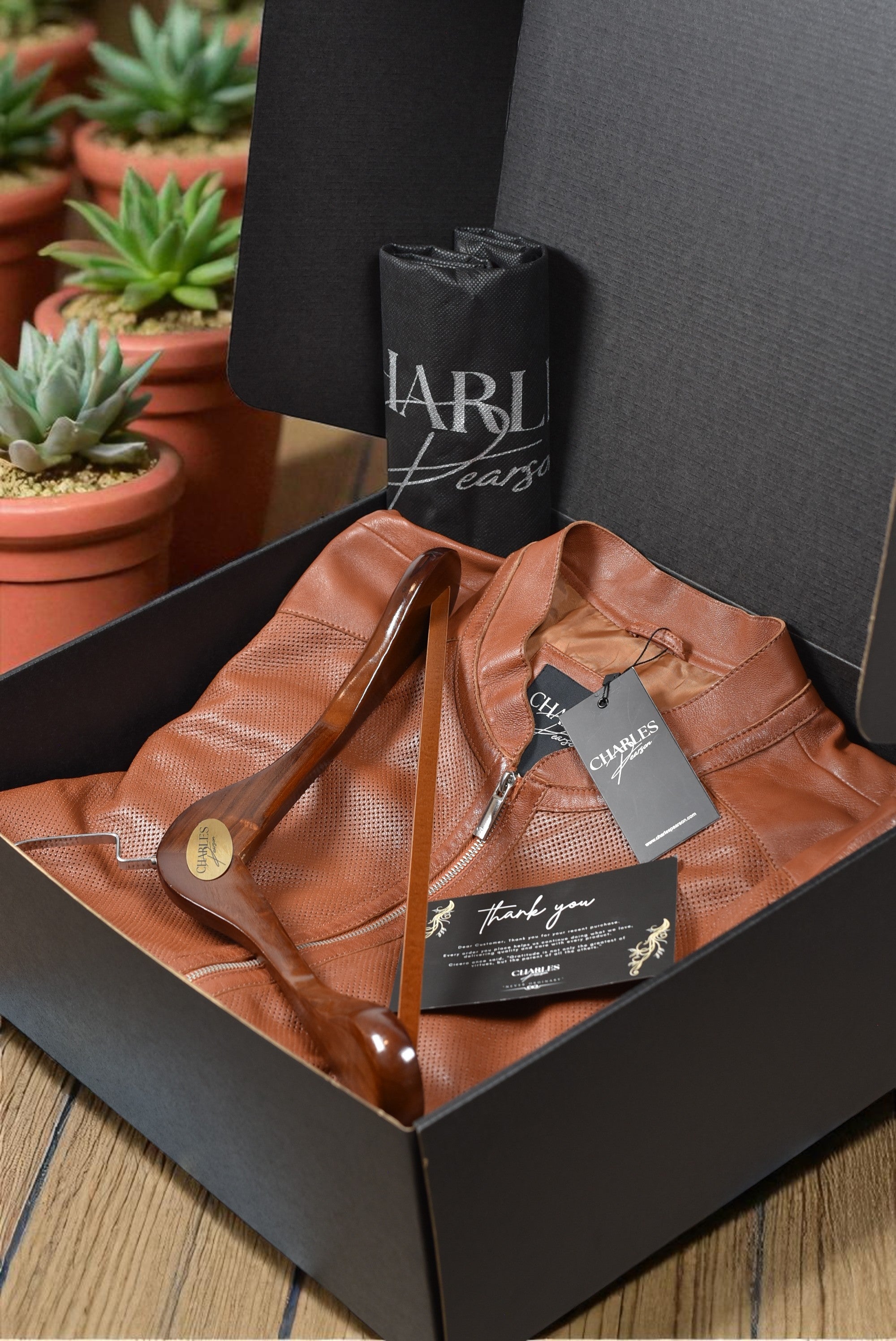 brown perforated moto leather jacket for men