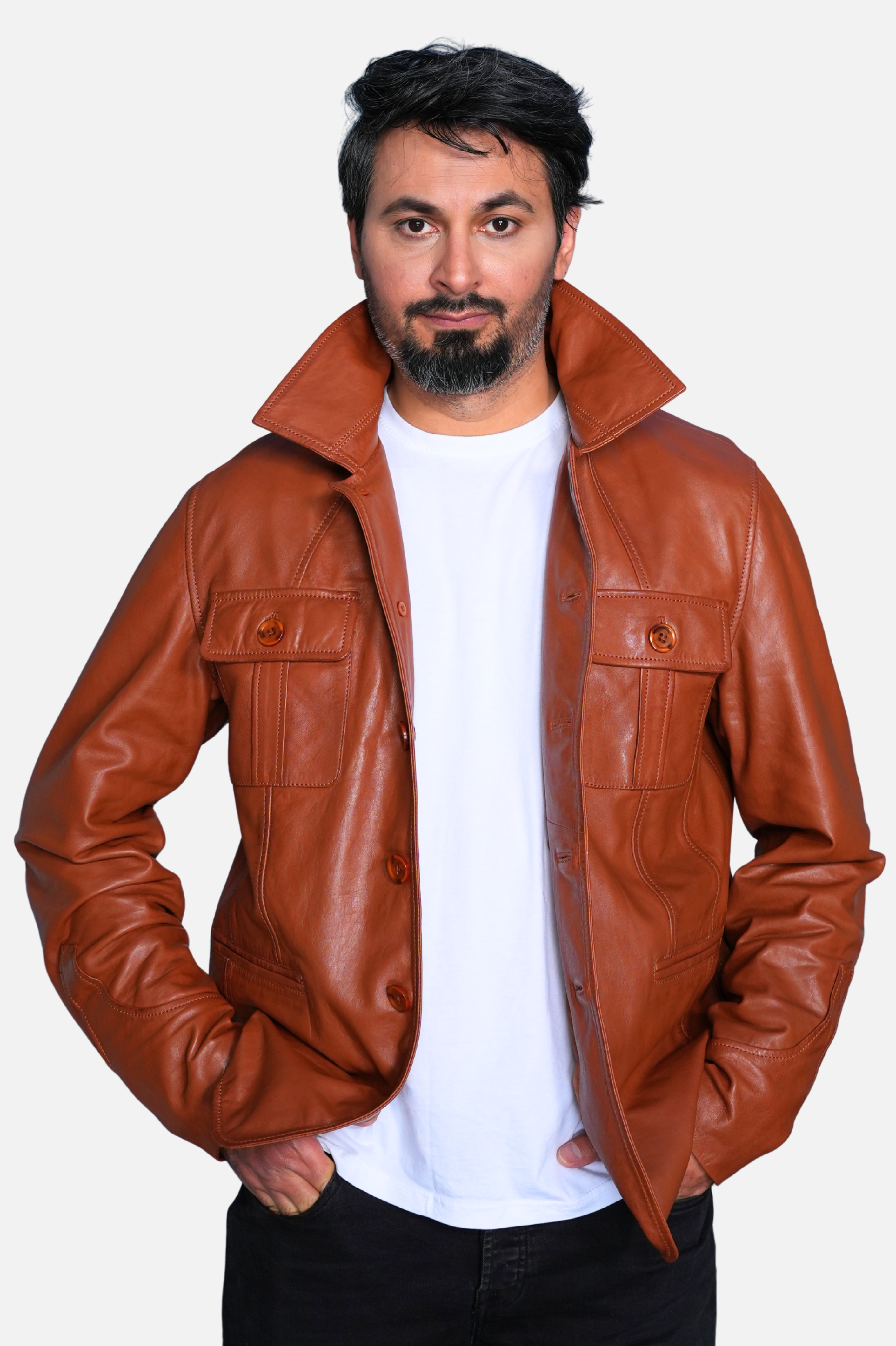 brown polo leather jacket for men
