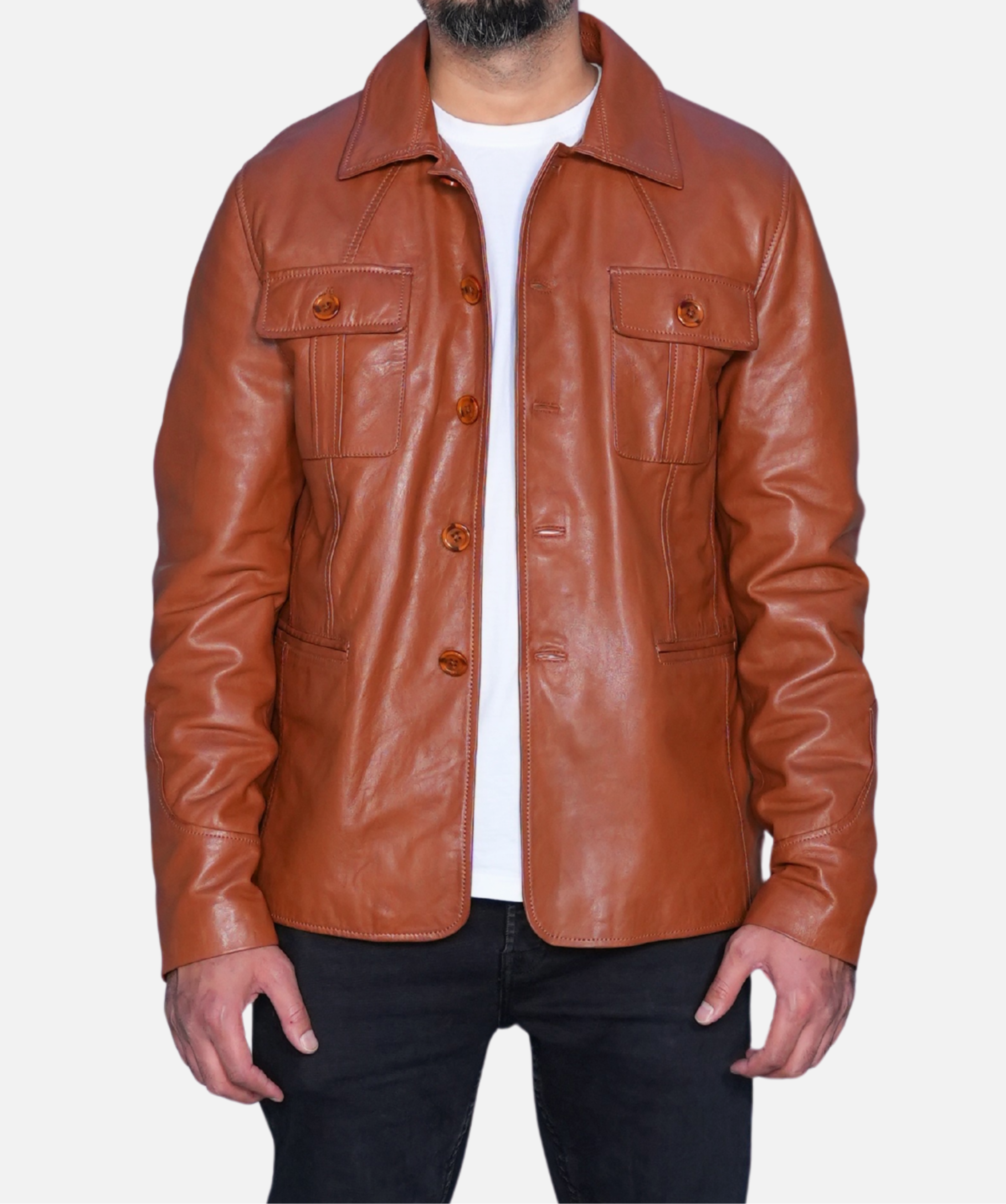 brown polo leather jacket men