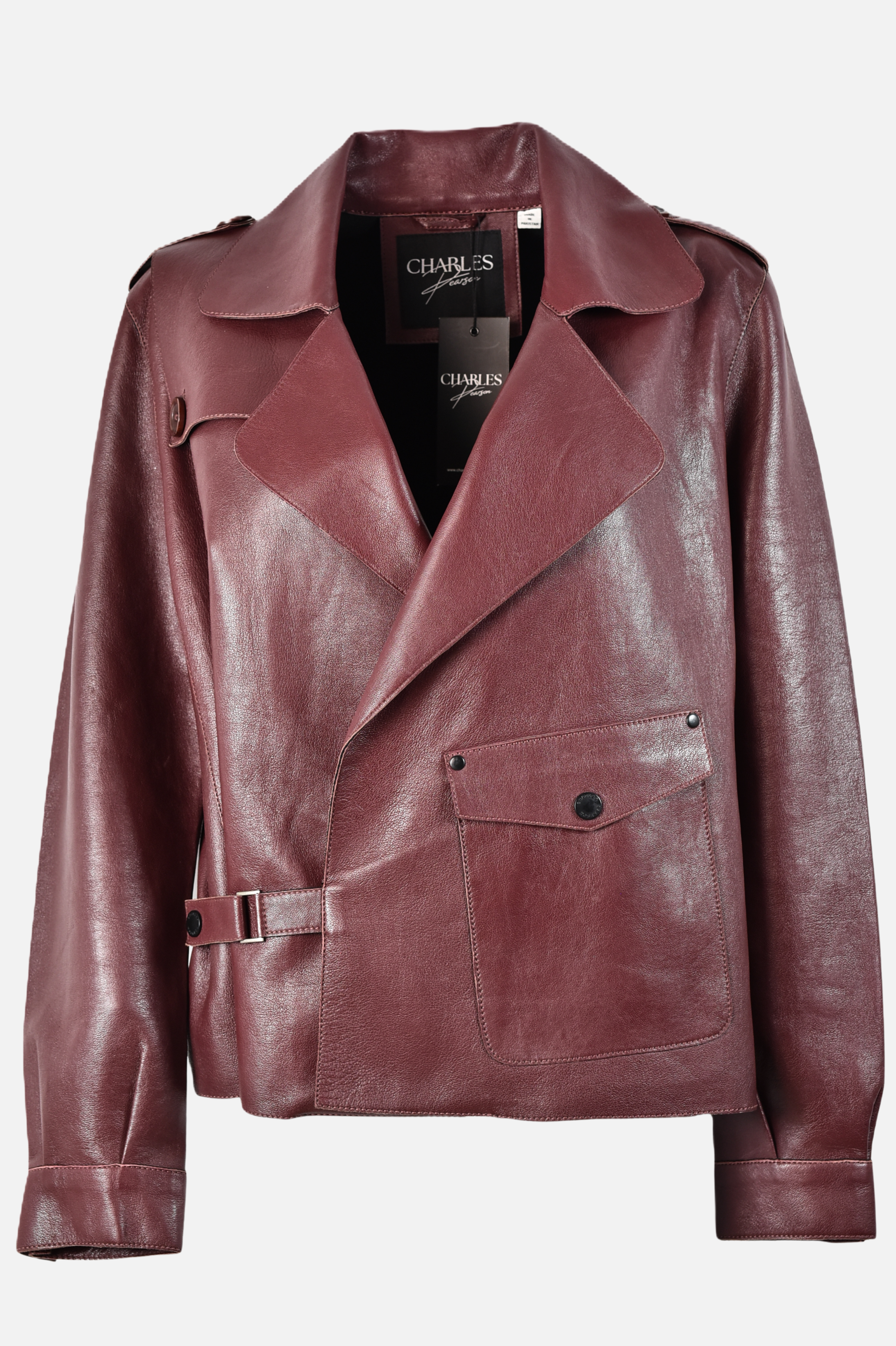 burgundy motorcycle leather jacket for women
