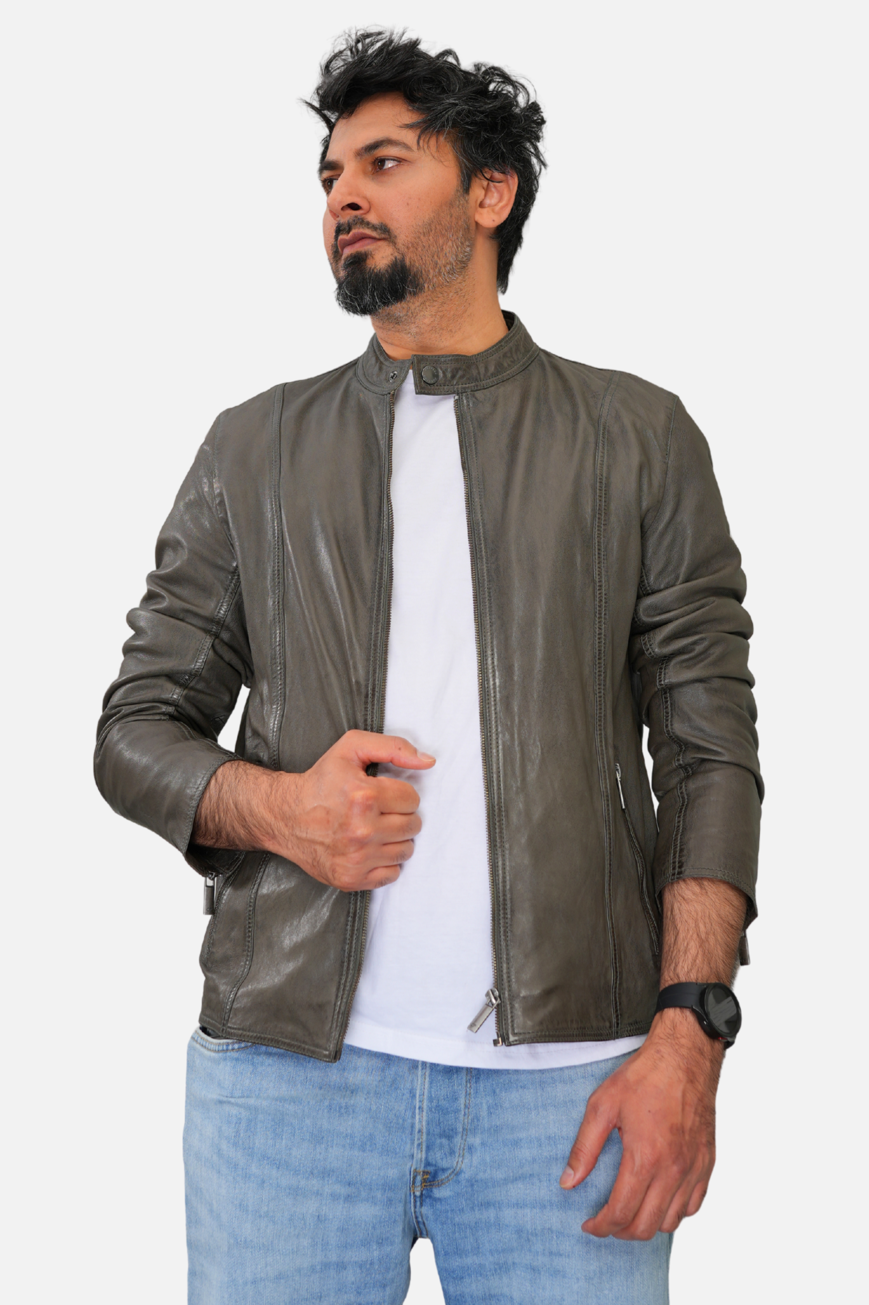 gray leather jackets for men