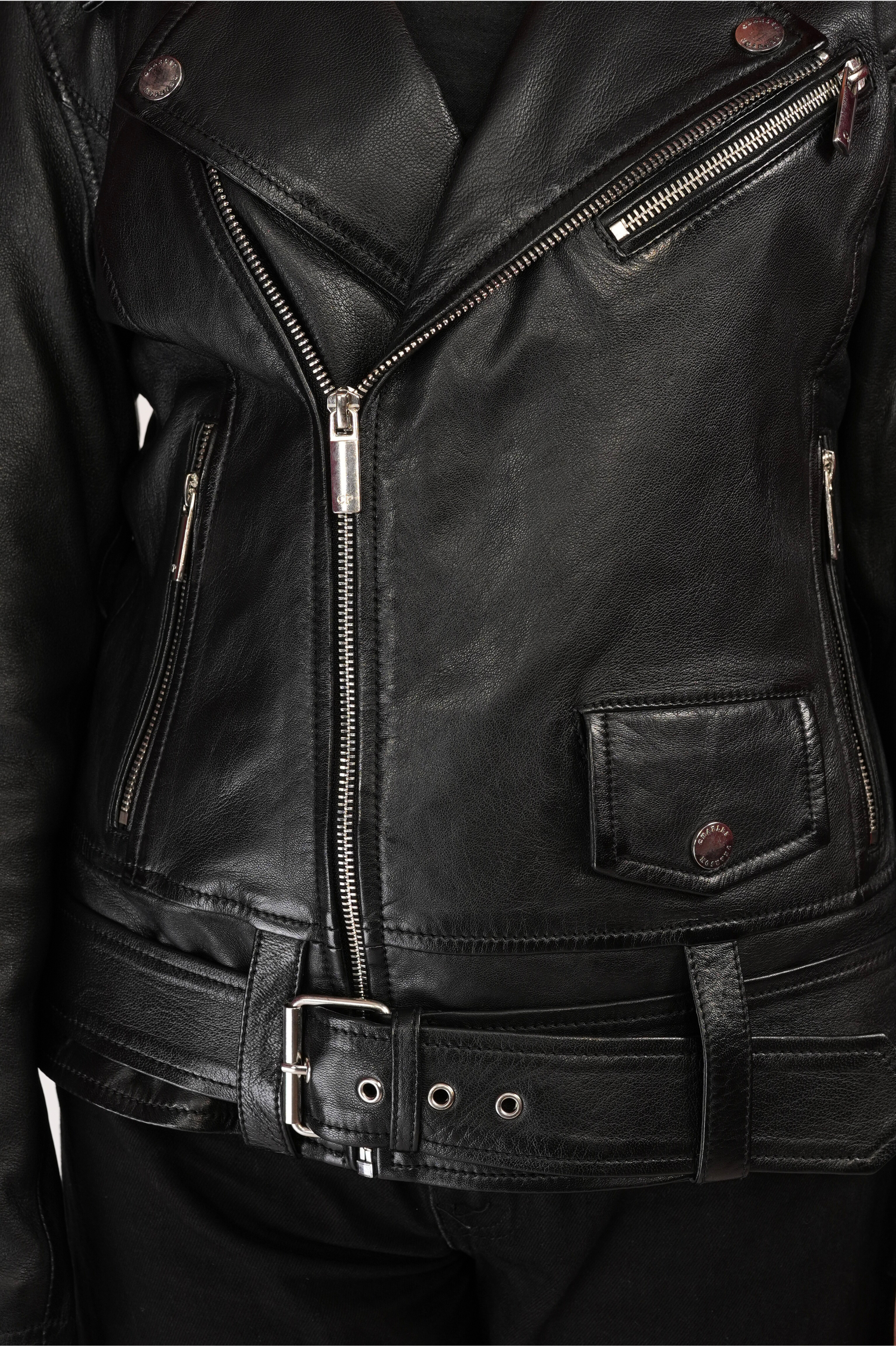 ladies black leather motorcycle jacket