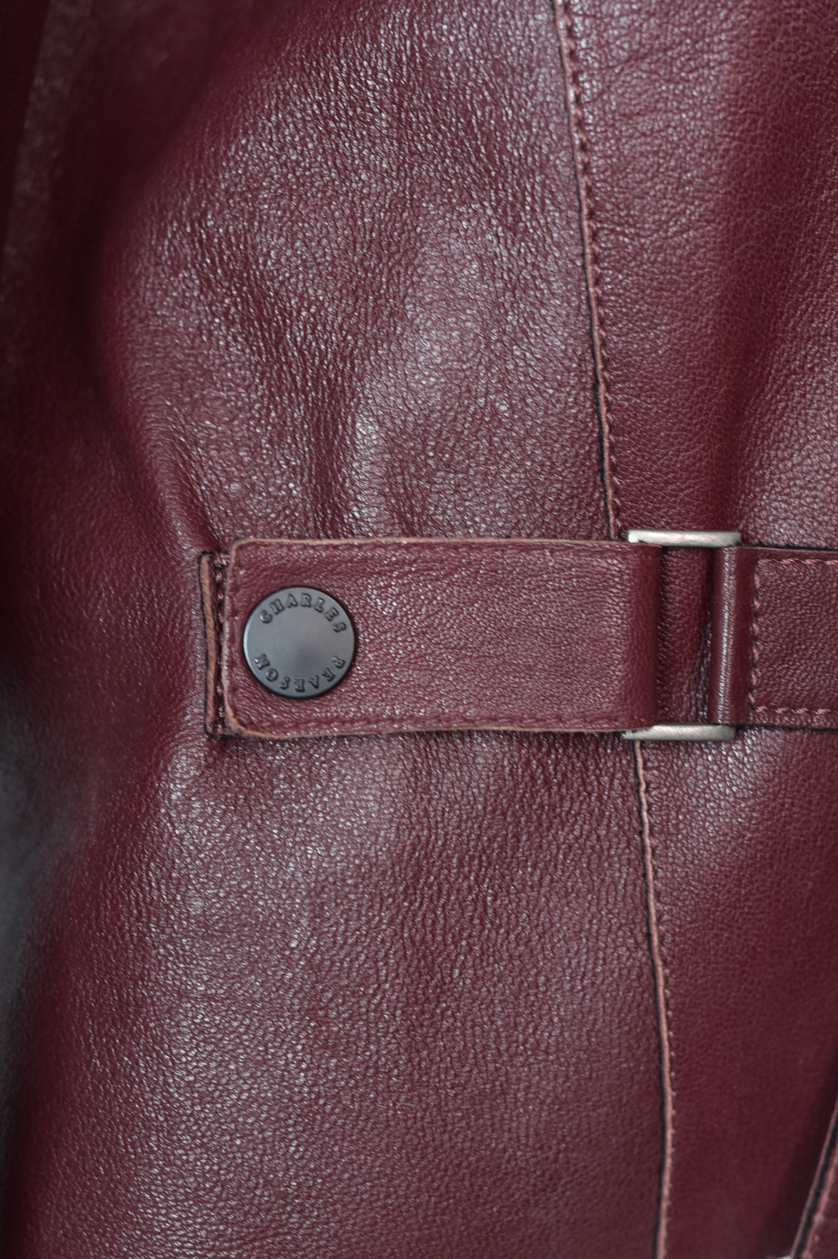 lightweight burgundy formal leather jacket for women