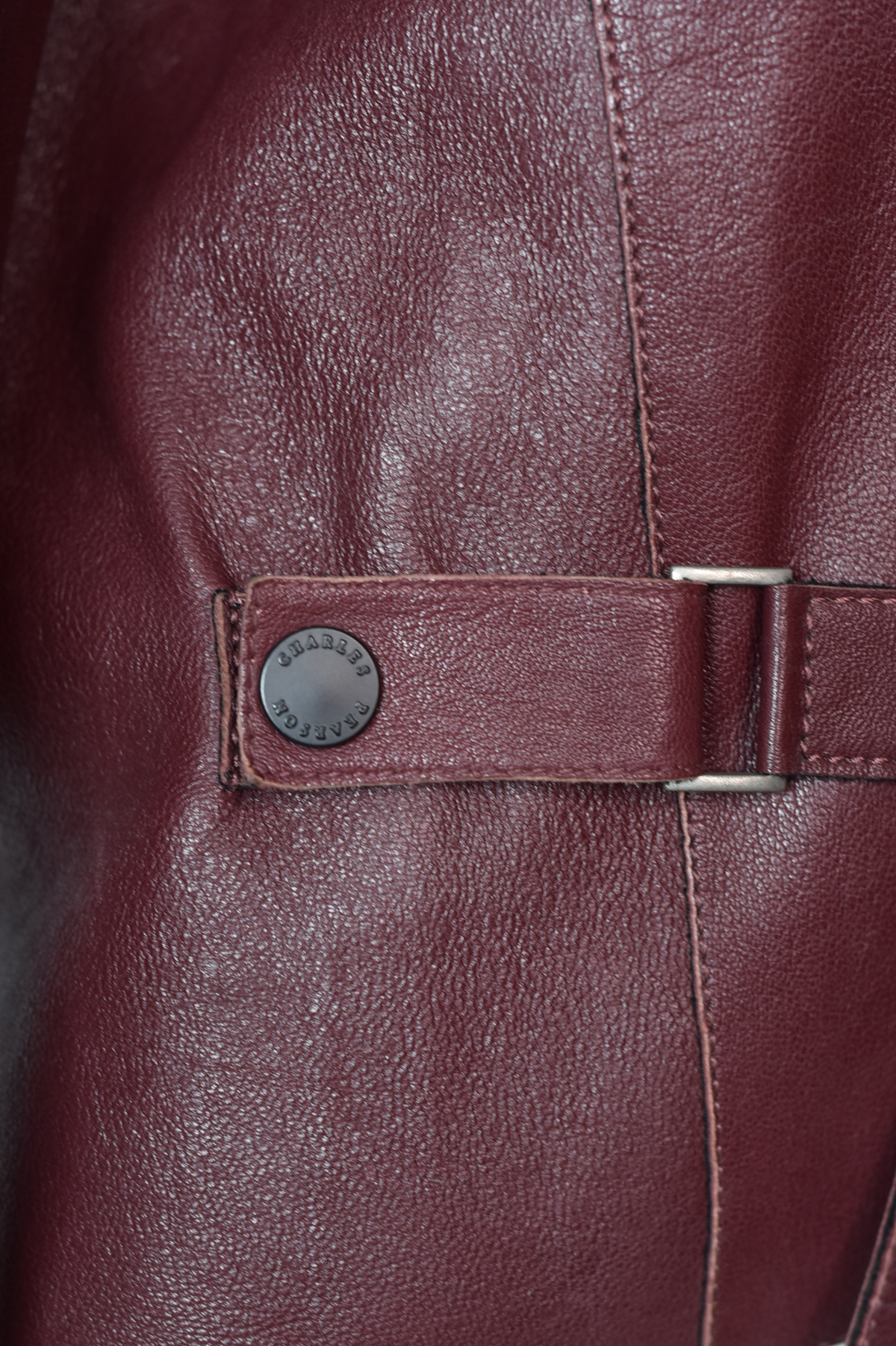 lightweight burgundy formal leather jacket for women
