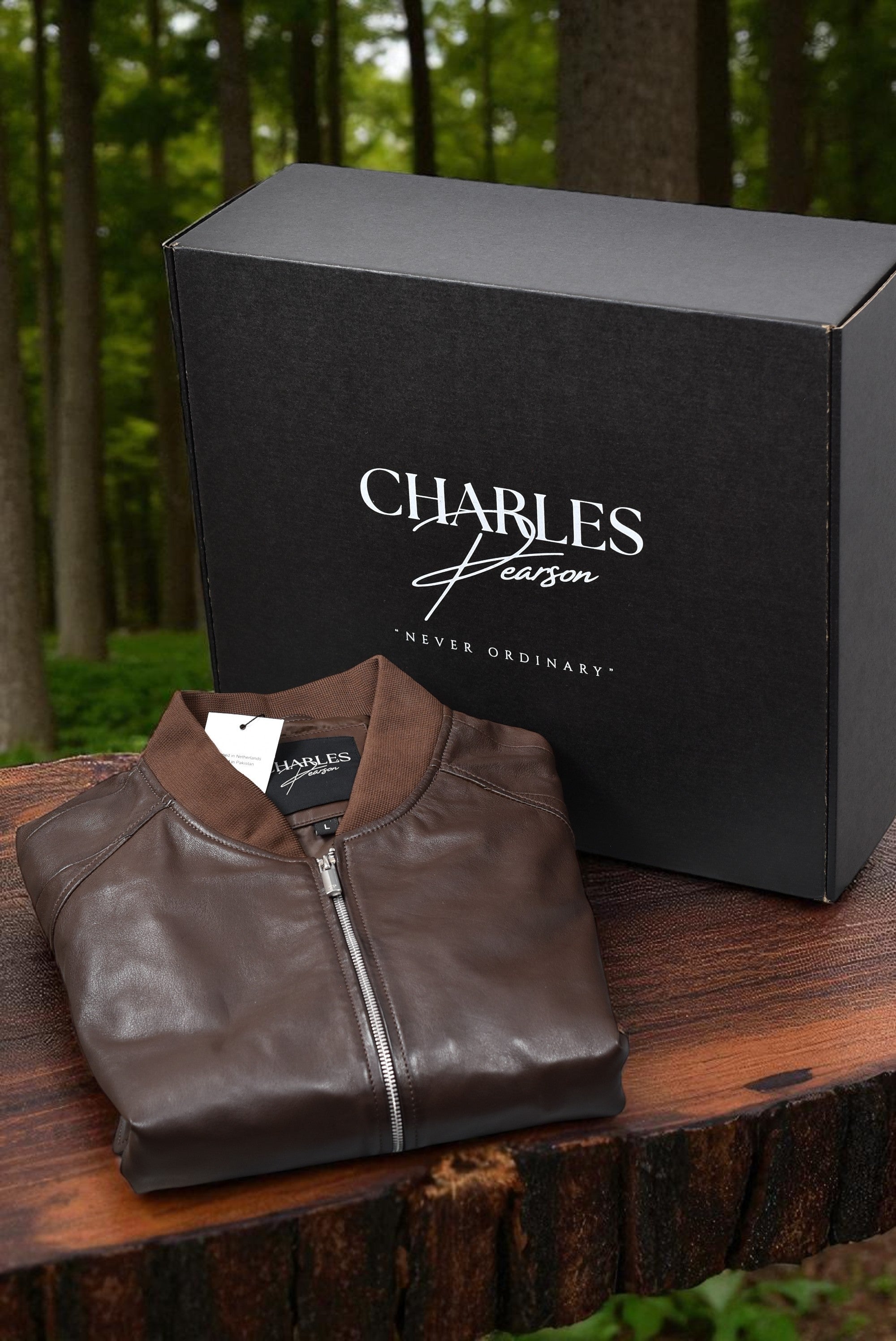 male leather bomber jacket brown