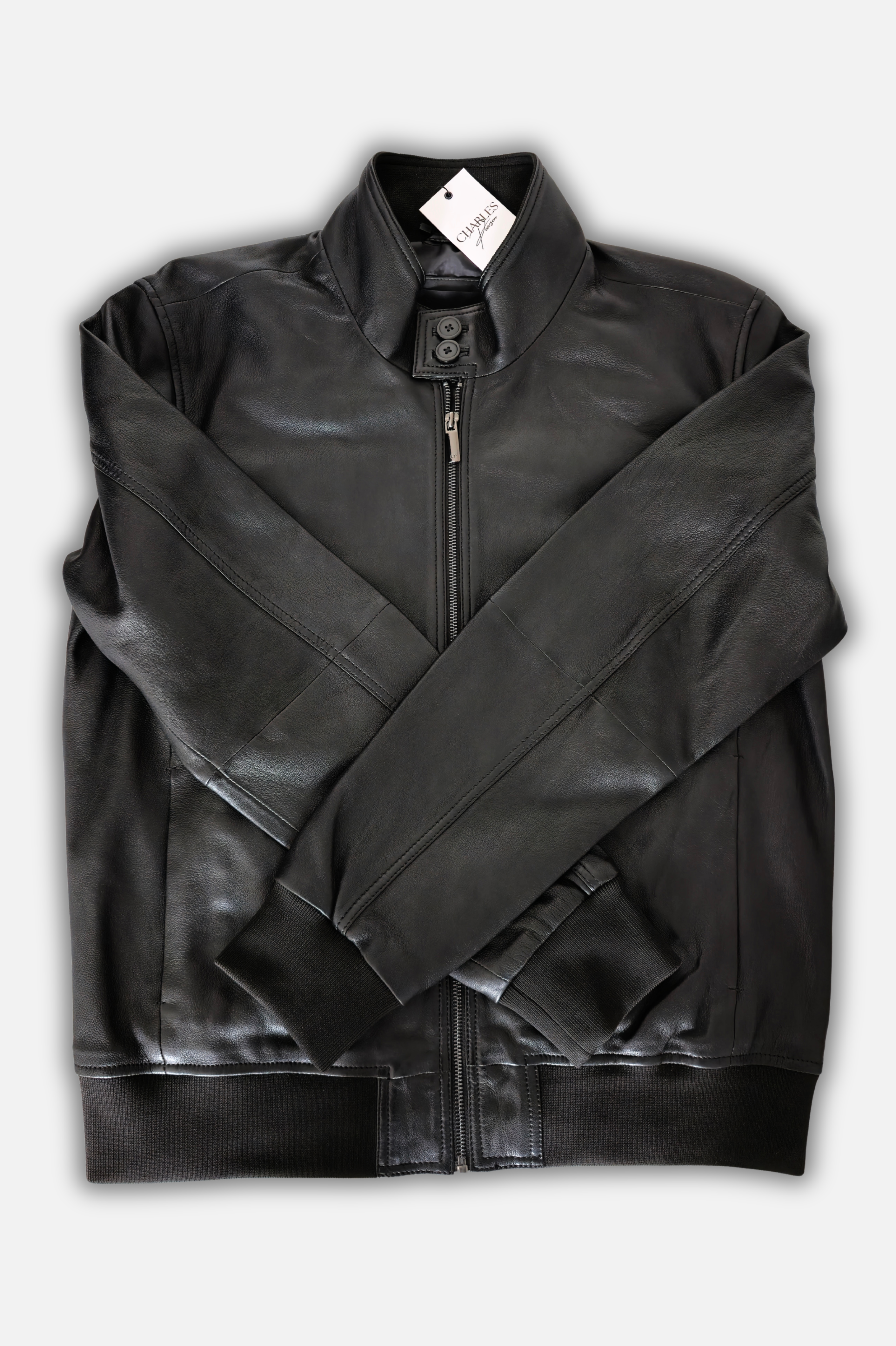 men's western leather bomber jacket
black