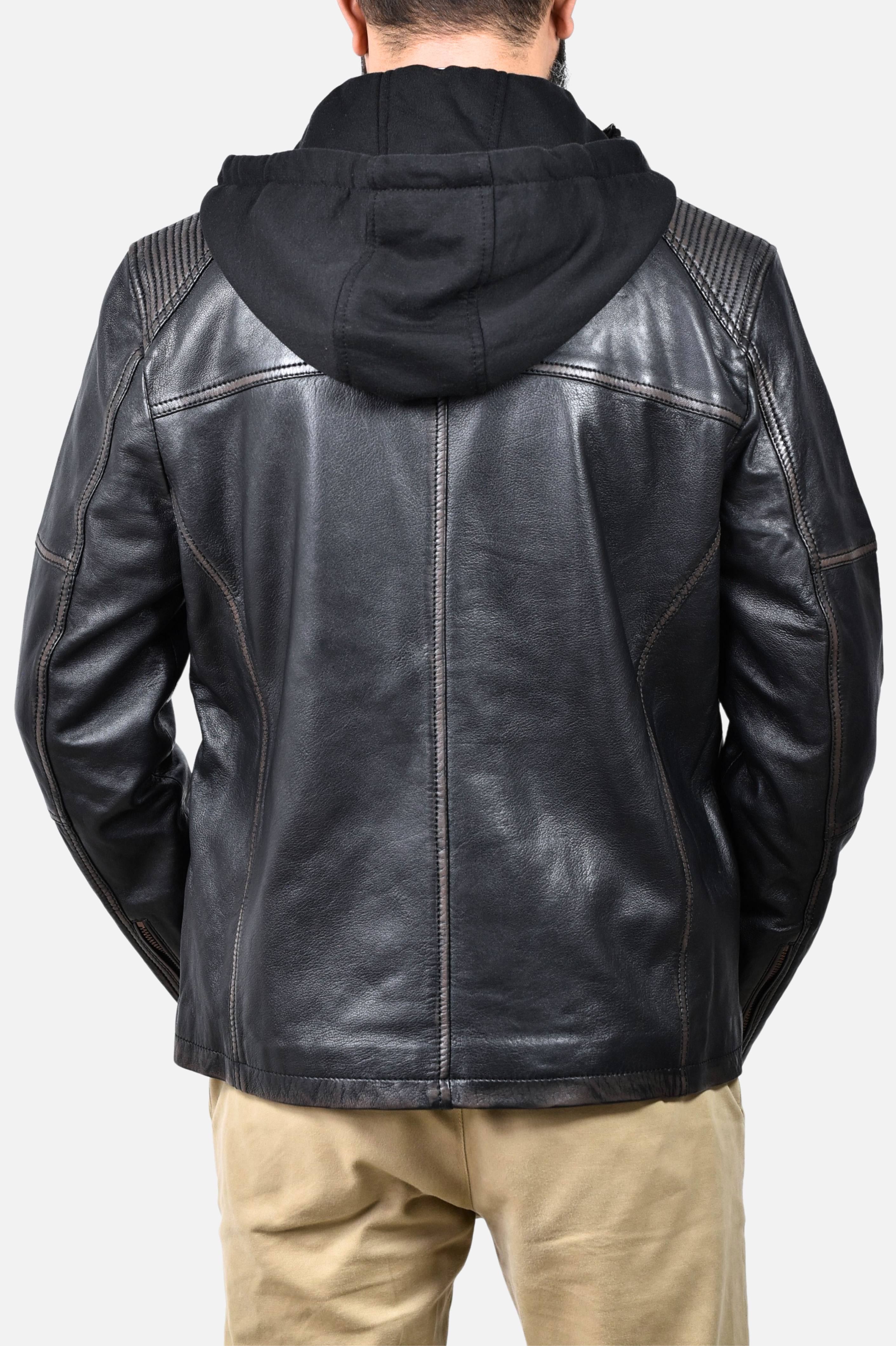 mens black distressed leather biker jacket
