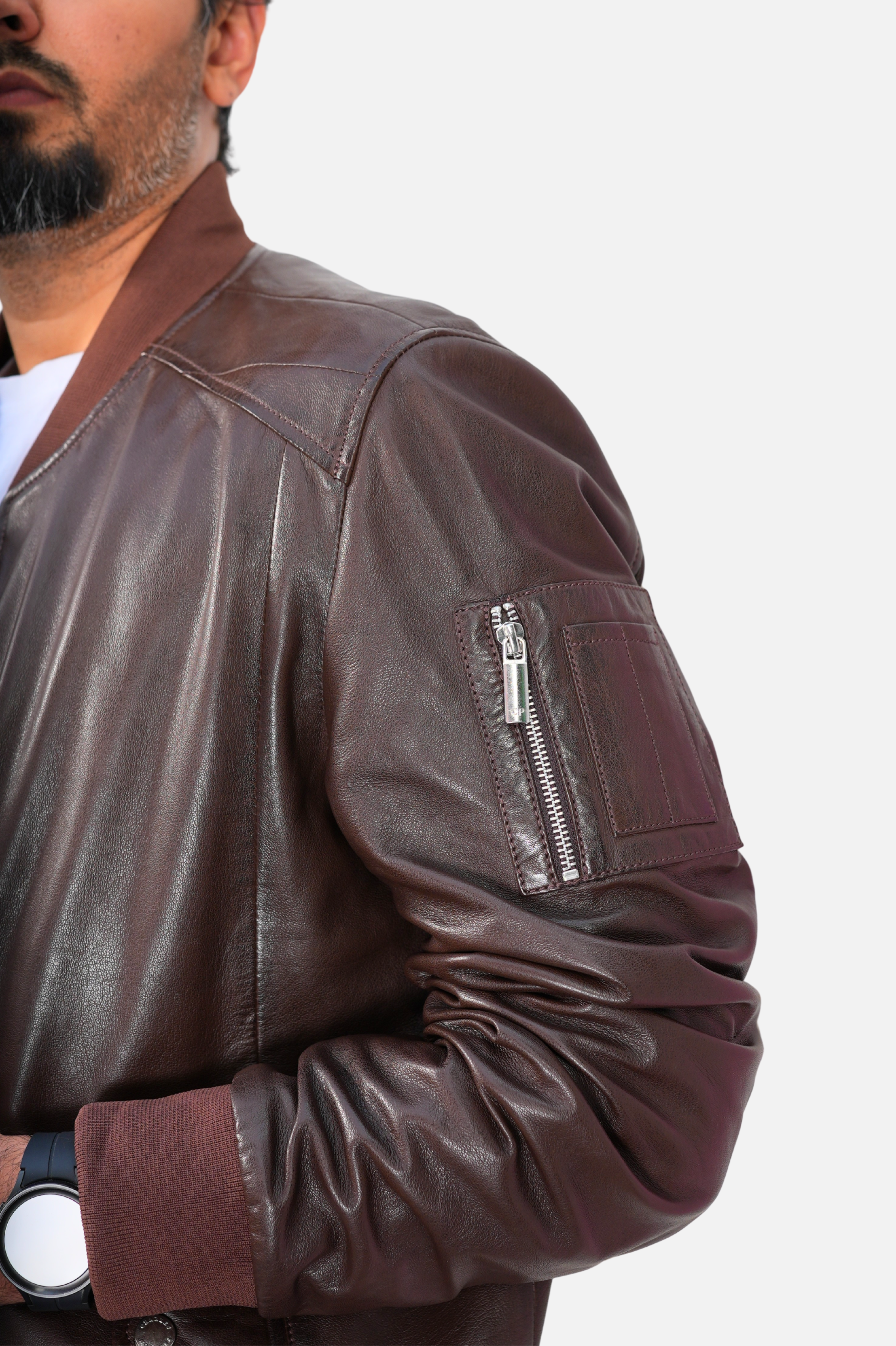 mens bomber leather jacket brown
