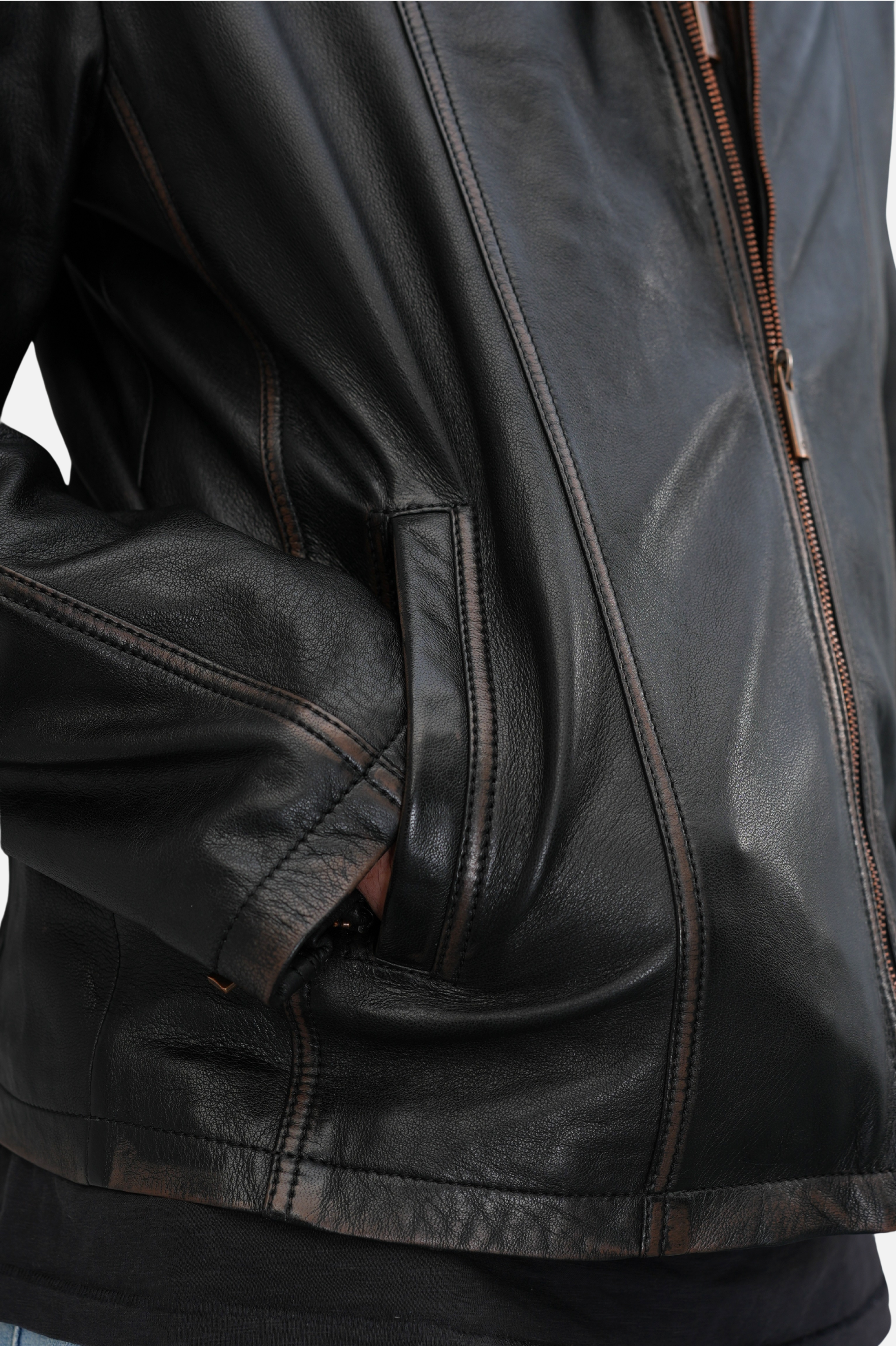 mens distressed black biker jacket 