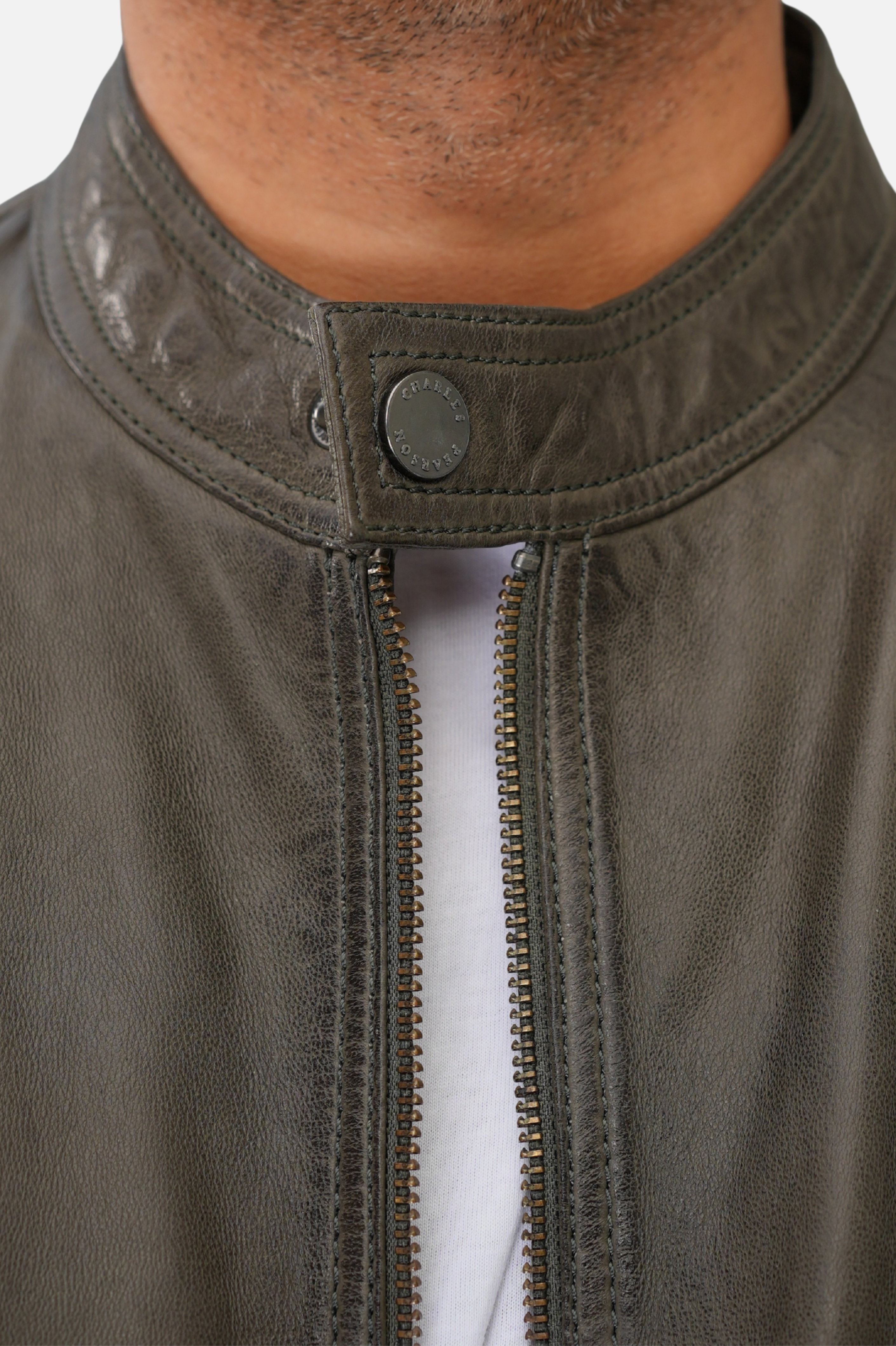 mens gray leather biker jacket