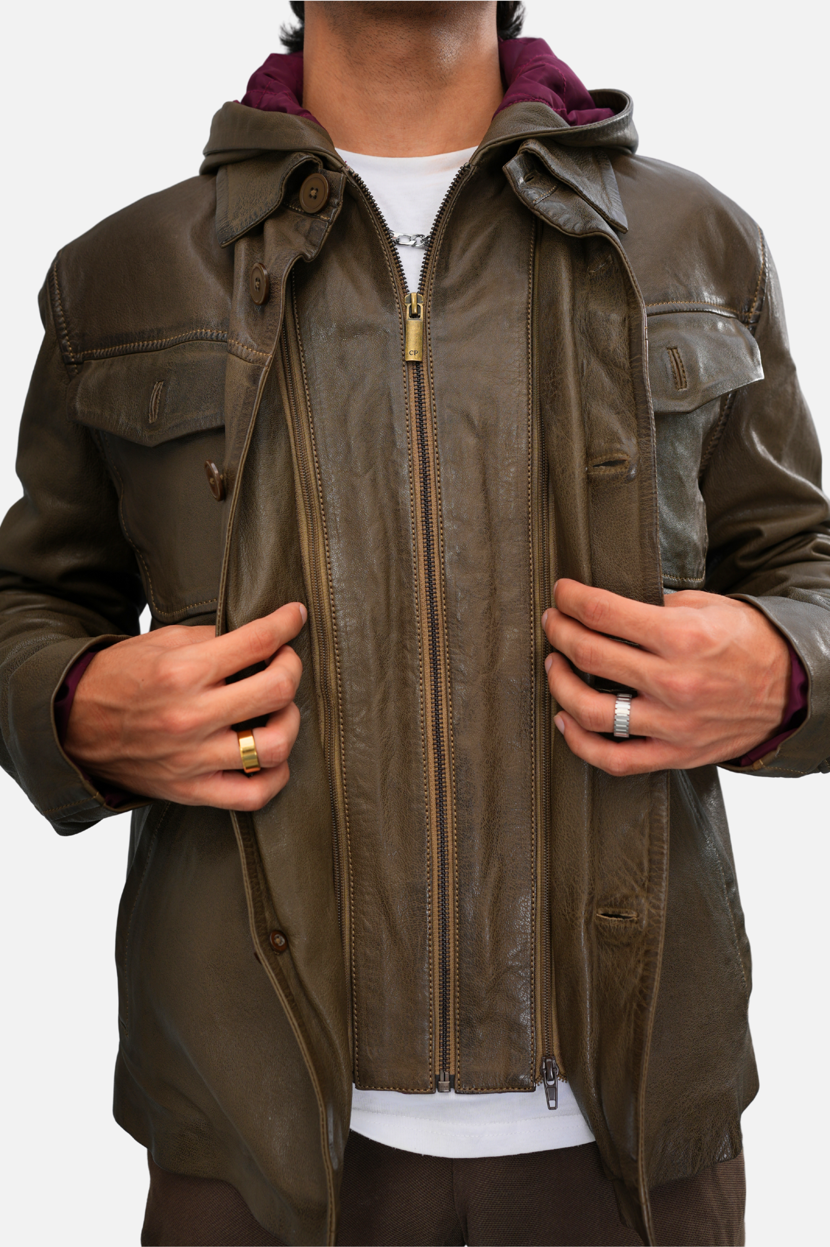 mens military leather jacket