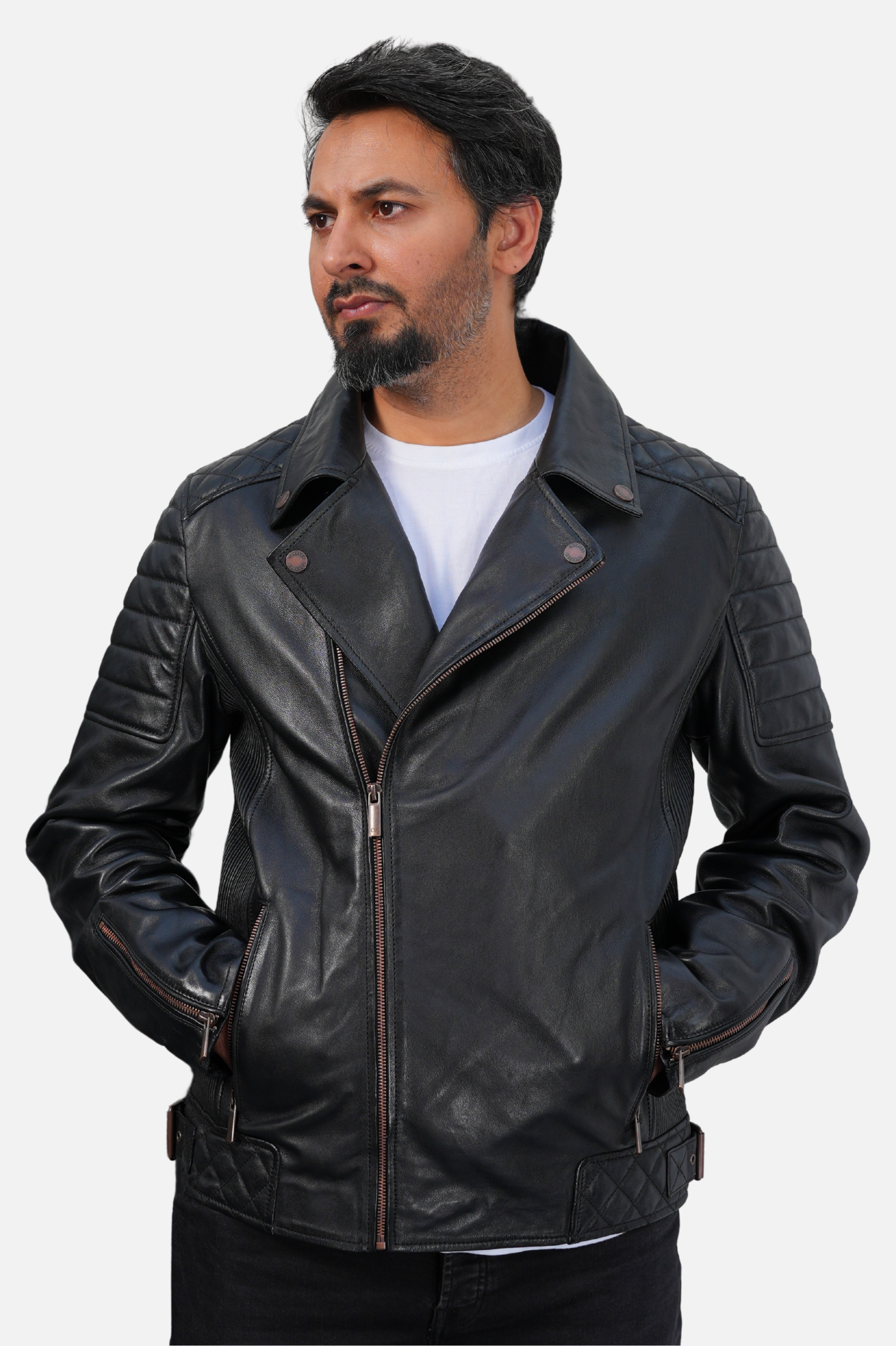mens vintage biker jacket black