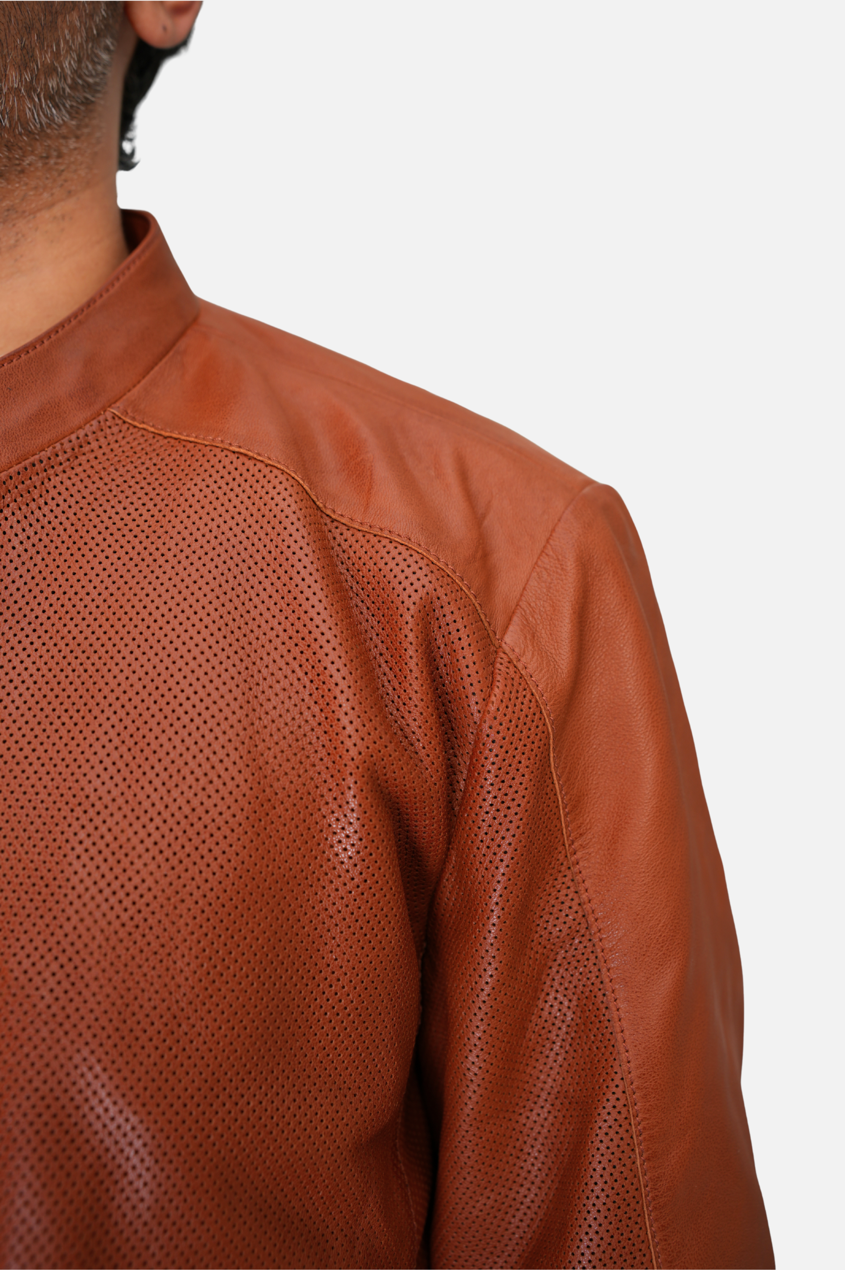 perforated leather jacket for men