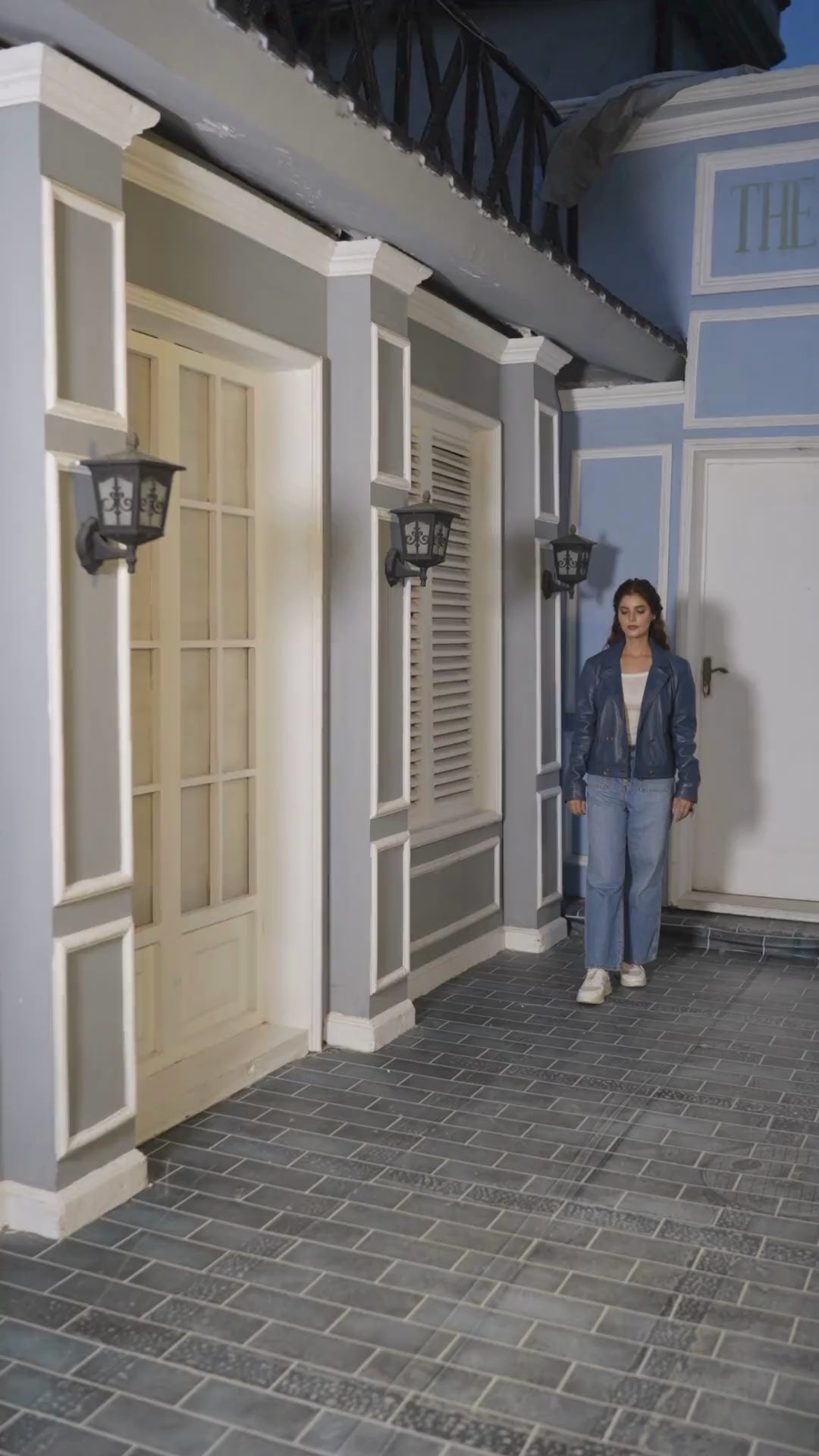 Blue Ladies Leather Button Up Cropped Trench Jacket Women