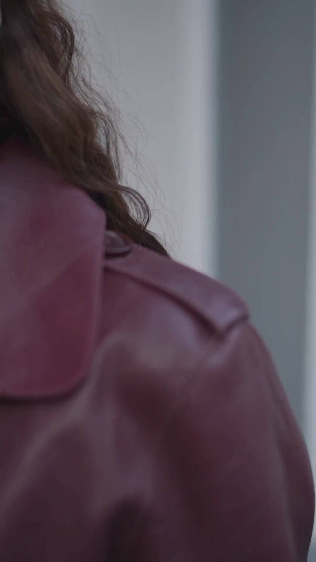 Burgundy Maroon Oversized Leather Trench Jacket Womens