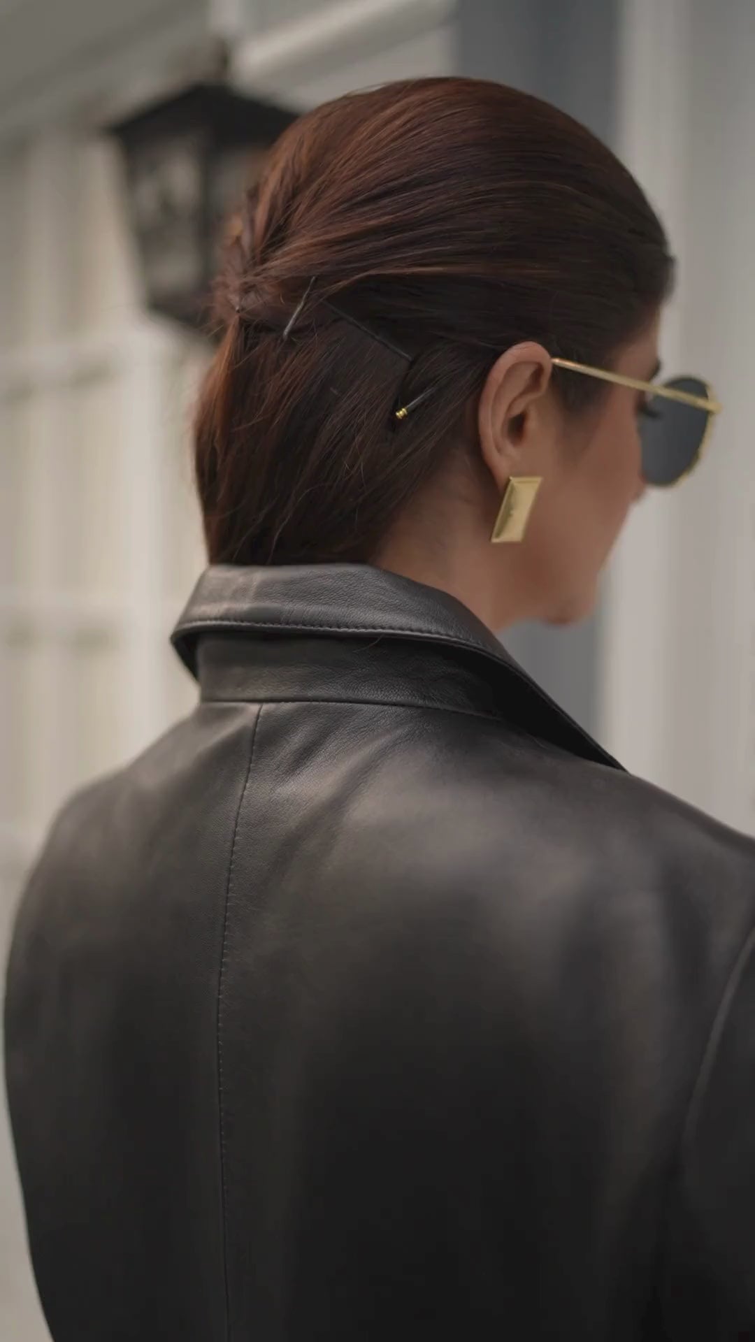 Black Genuine Belted Leather Trench Coat Women