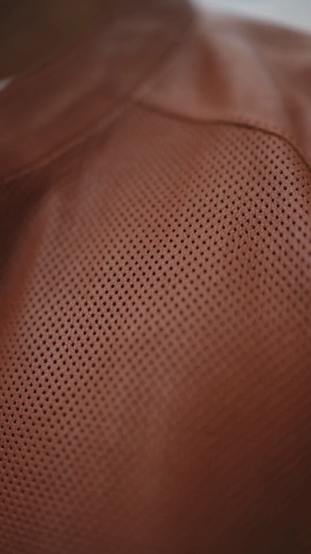 Brown Perforated Cafe Racer Lightweight Leather Motorcycle Zipped Up Jacket Mens