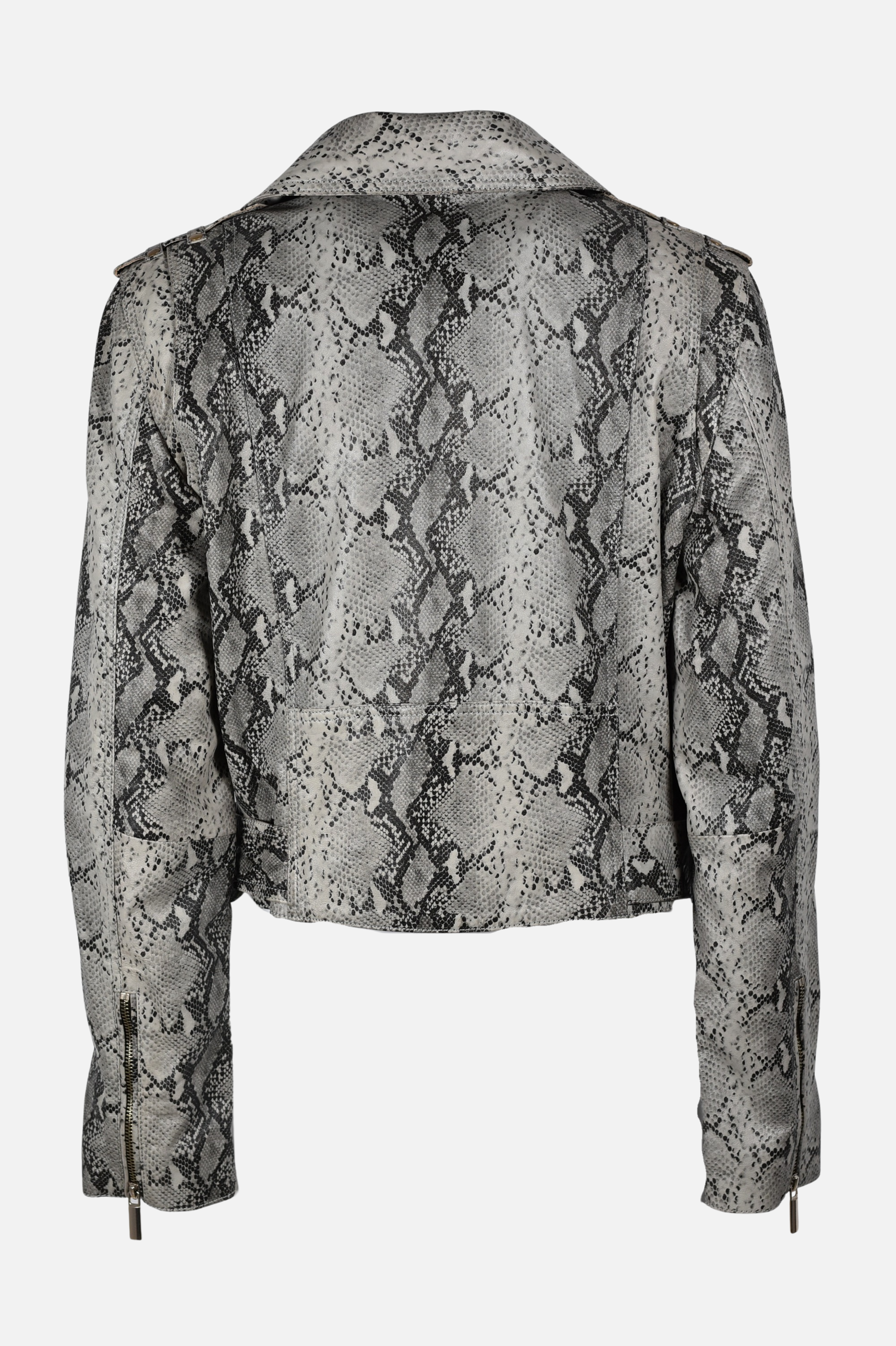 python leather biker jacket for women