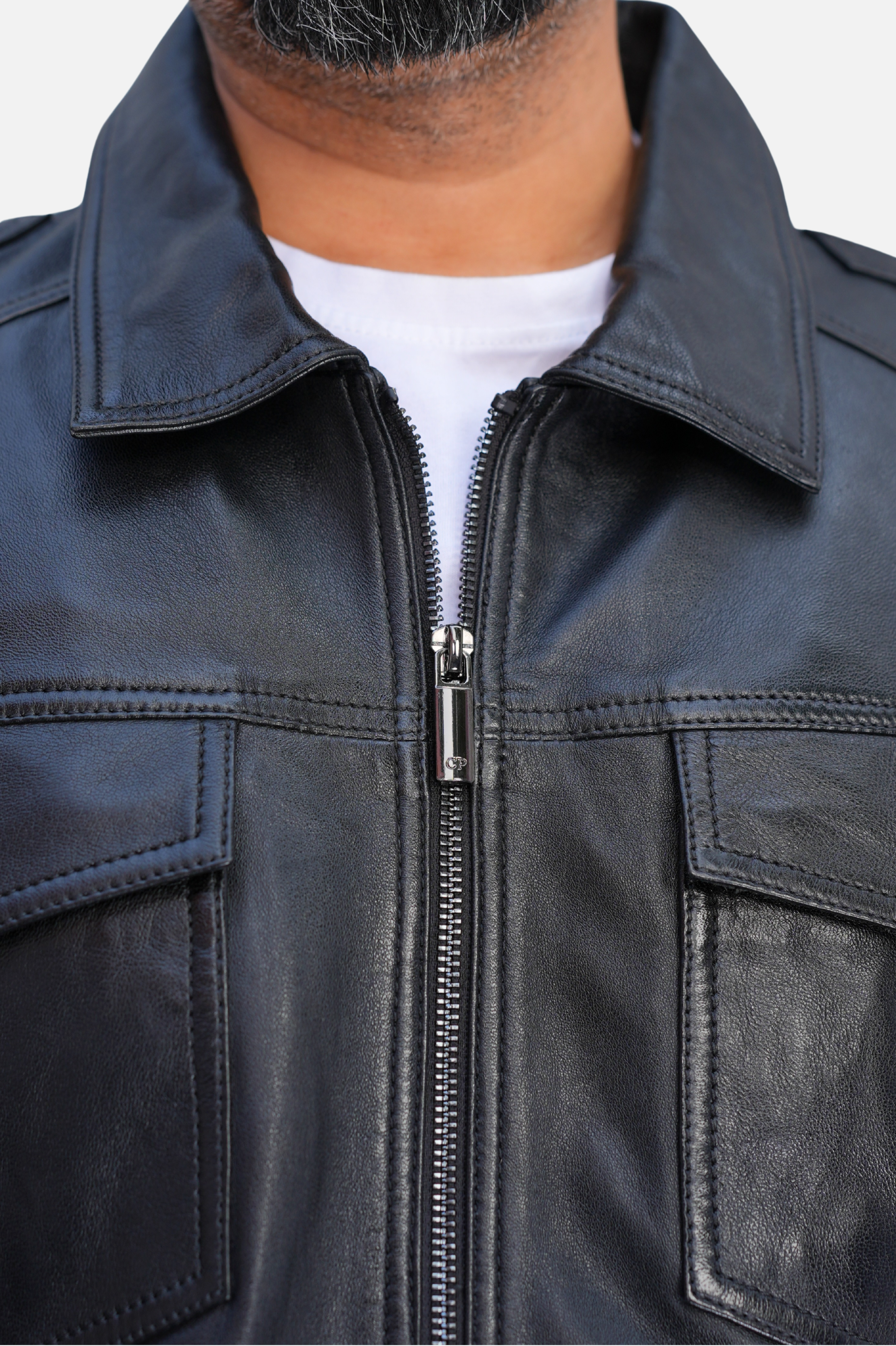 real leather polo jacket for men
