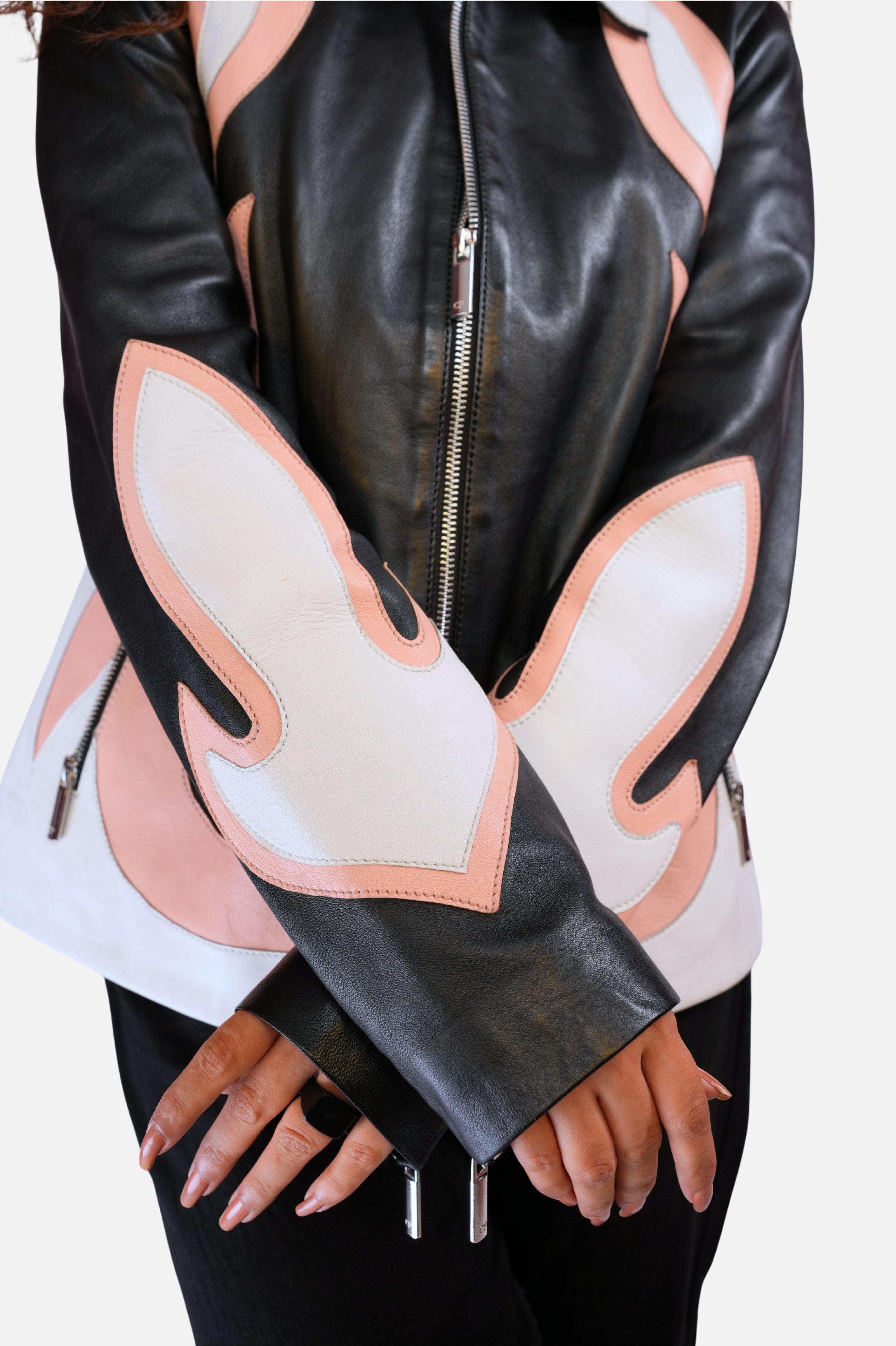 rose real leather flame jacket