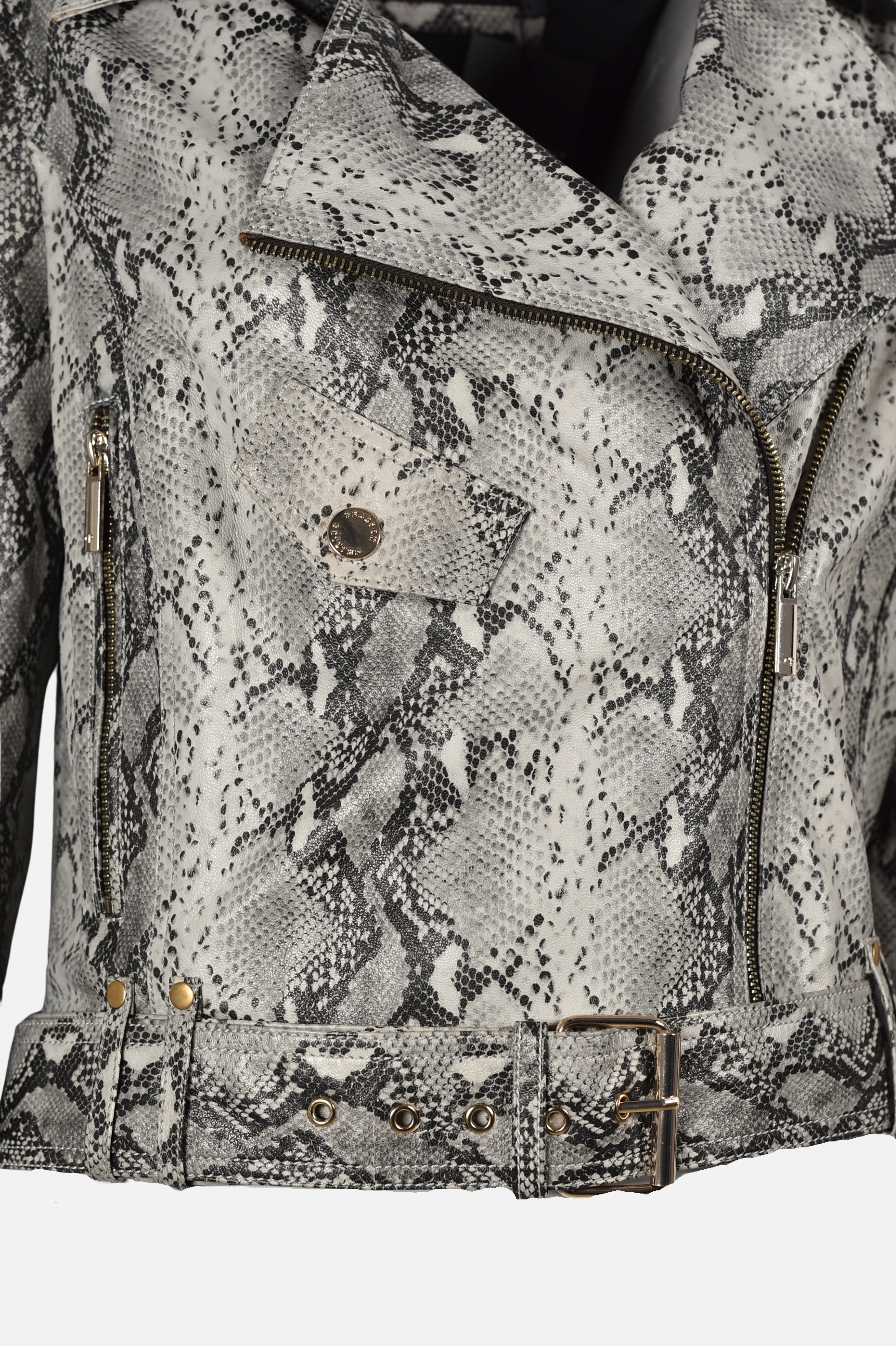 snake print leather jacket for women
