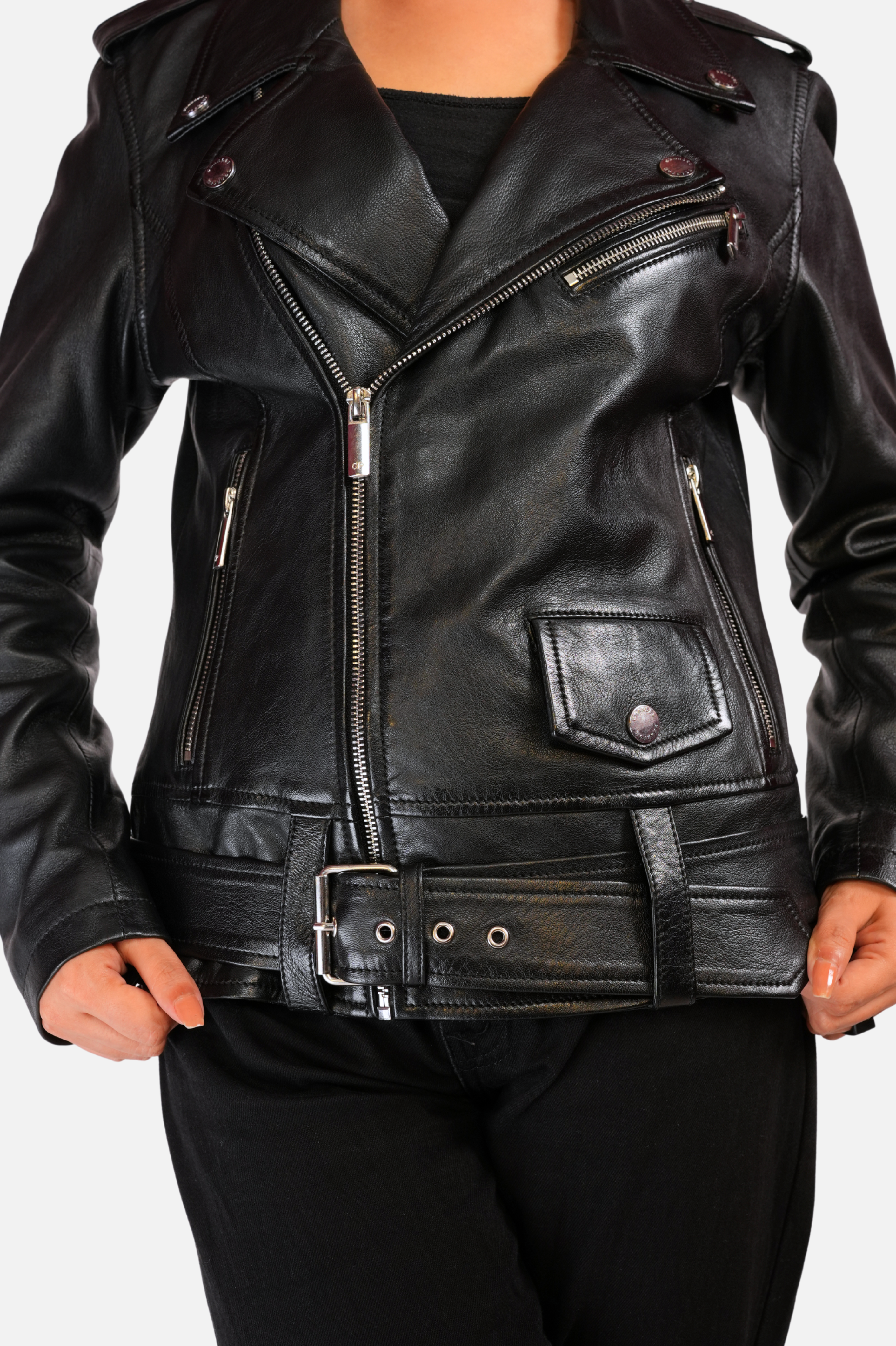 summer motorcycle leather jacket for women