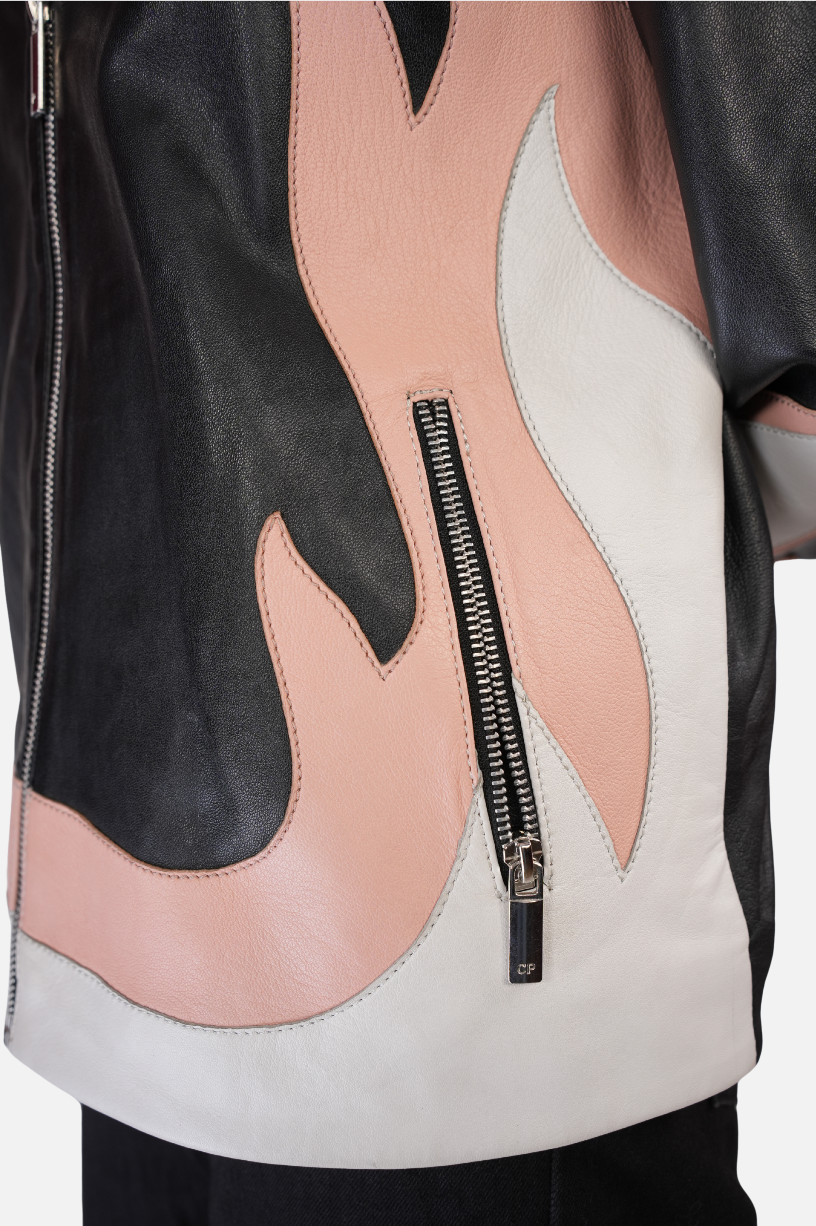 vintage pink flame real leather jacket 