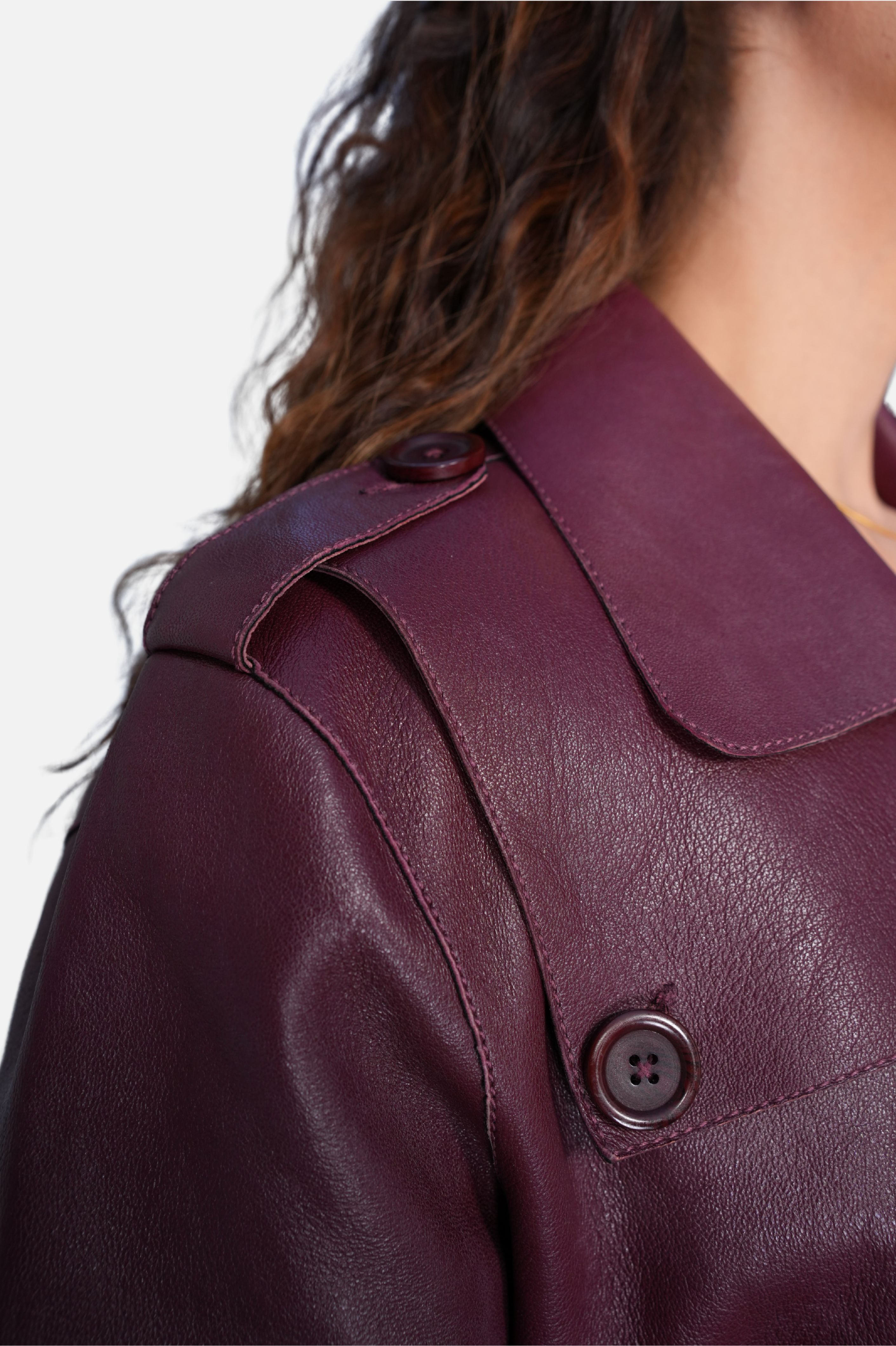 wine red crop leather jacket women