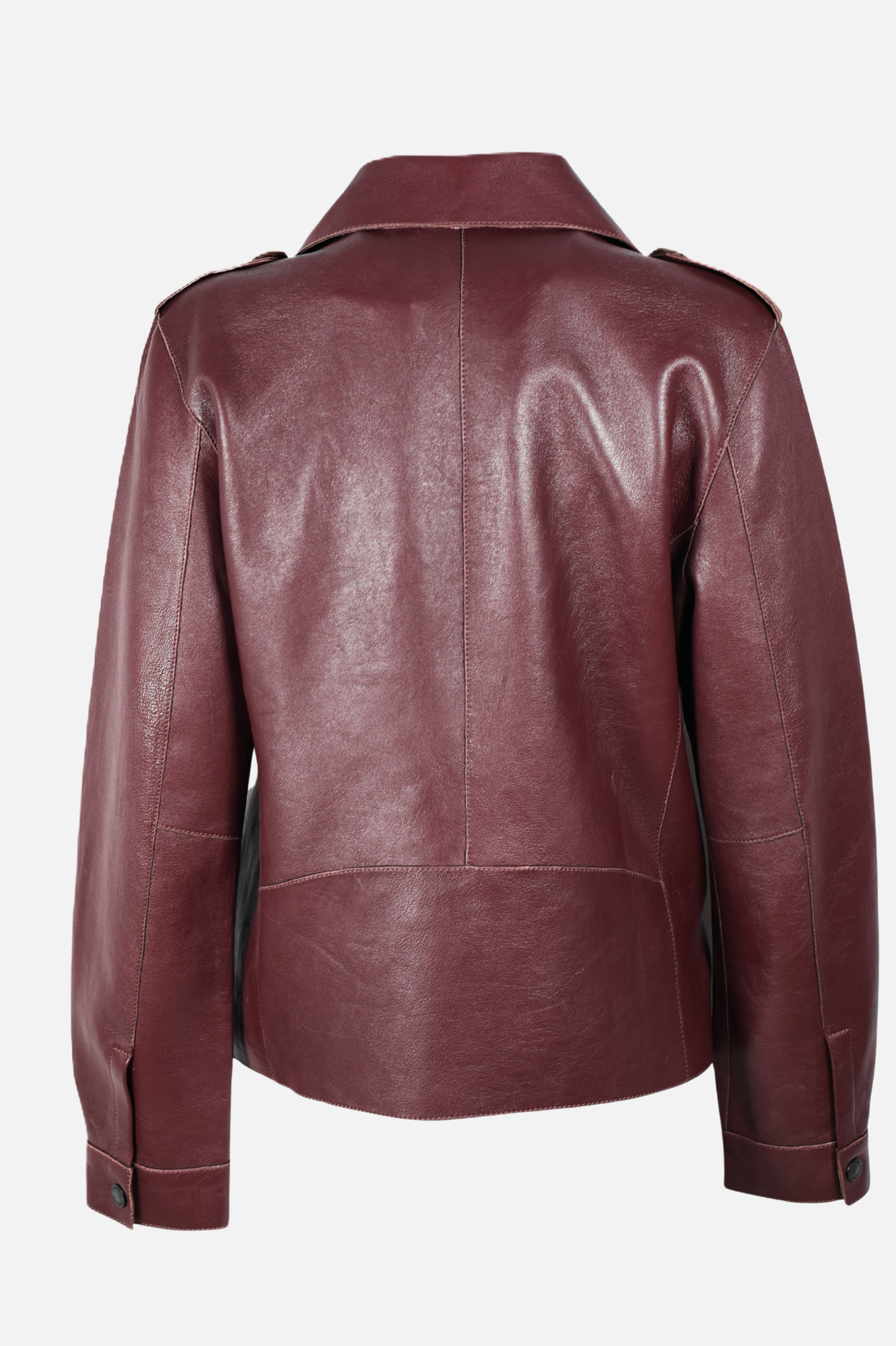 wine red vintage leather biker jacket for women