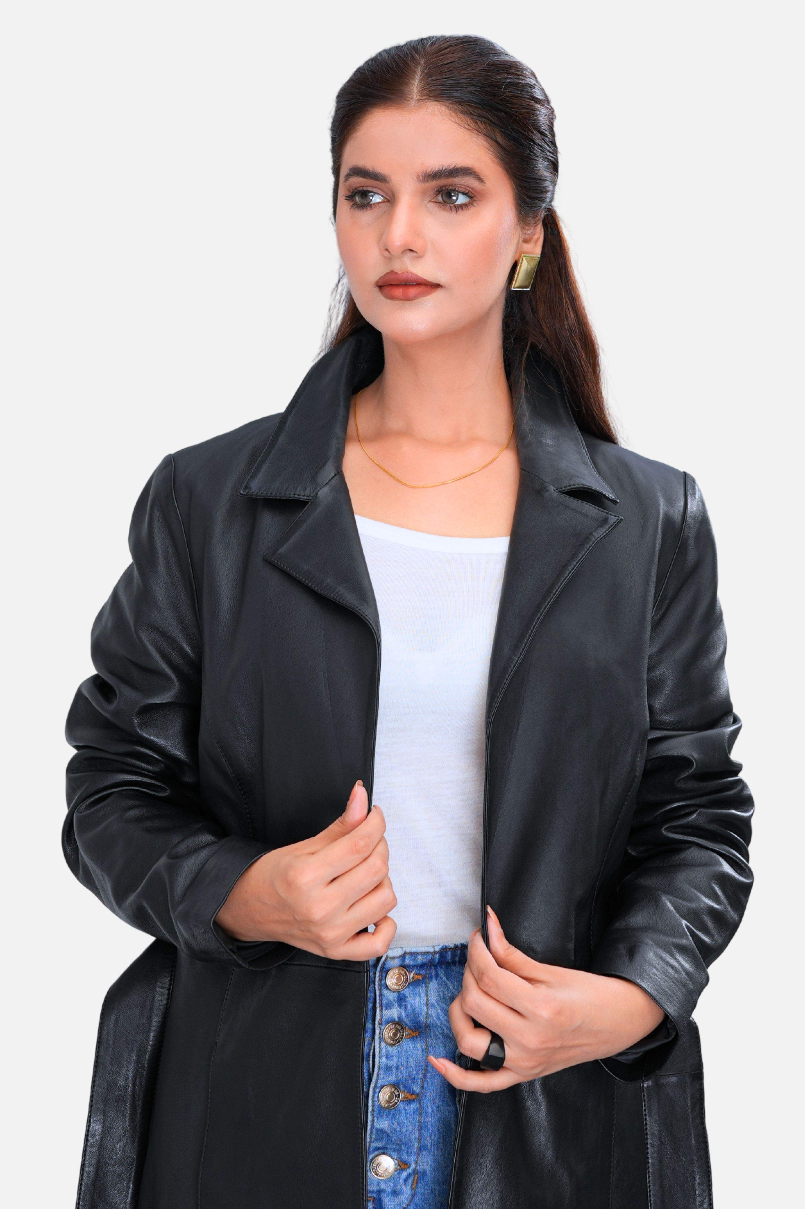 womens plus size leather coats on sale